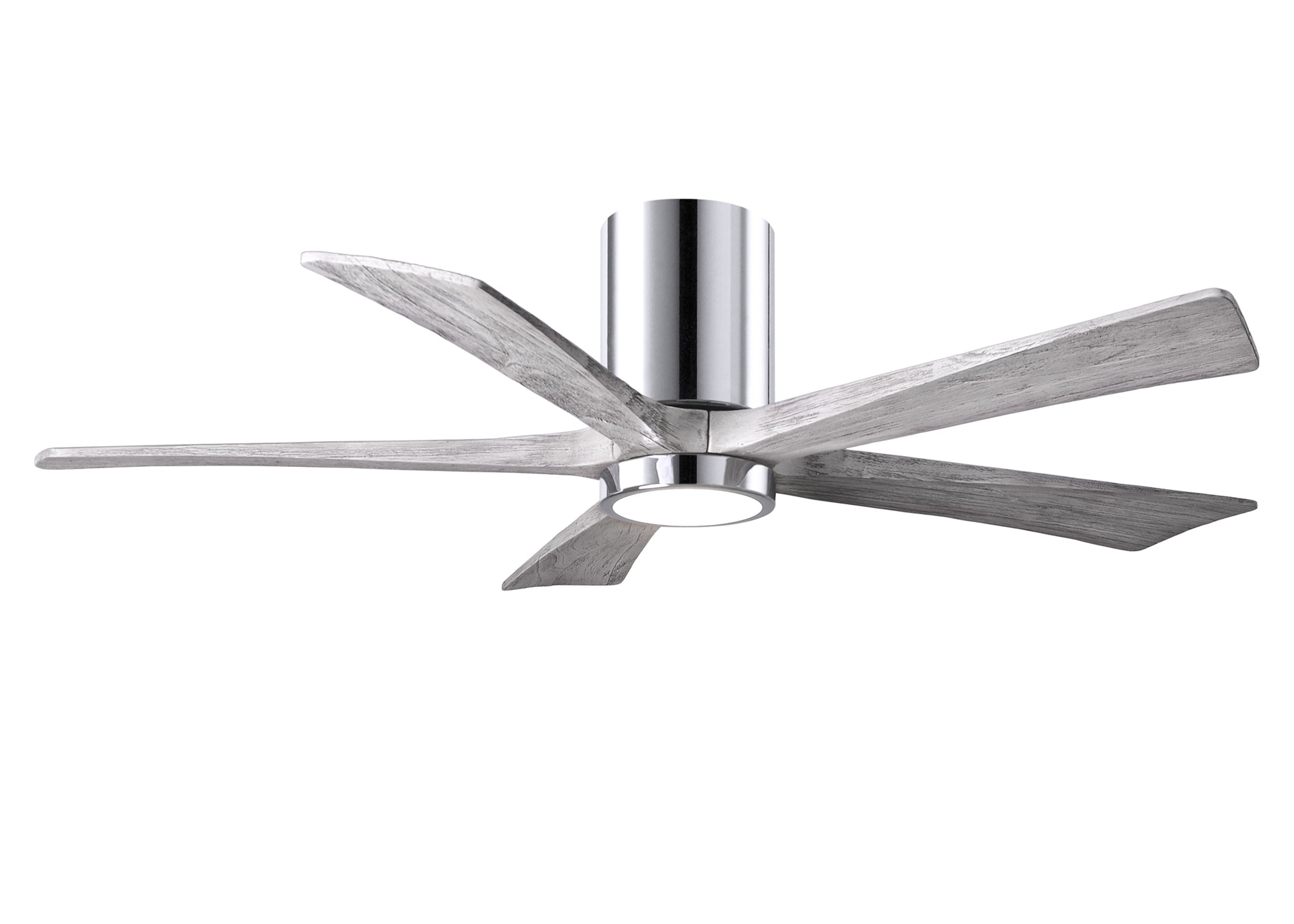 Matthews Fan Company Irene-HLK 52-in Polished Chrome with Barn Wood Tone Blades Color-changing Integrated LED Indoor/Outdoor Flush Mount Ceiling Fan -  IR5HLK-CR-BW-52