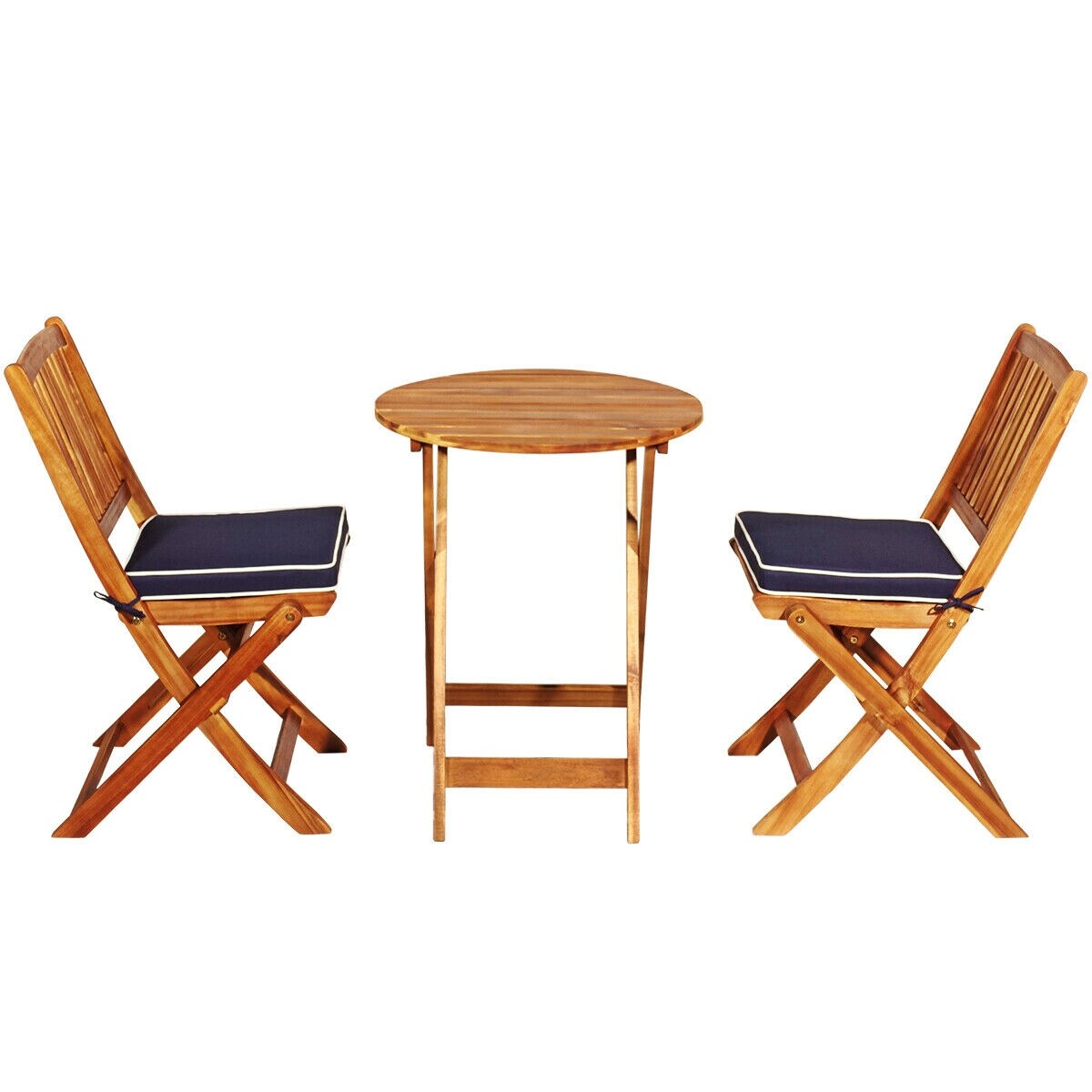 WELLFOR GIS1859113279 3 -Piece Patio Conversation Set with Blue Cushions