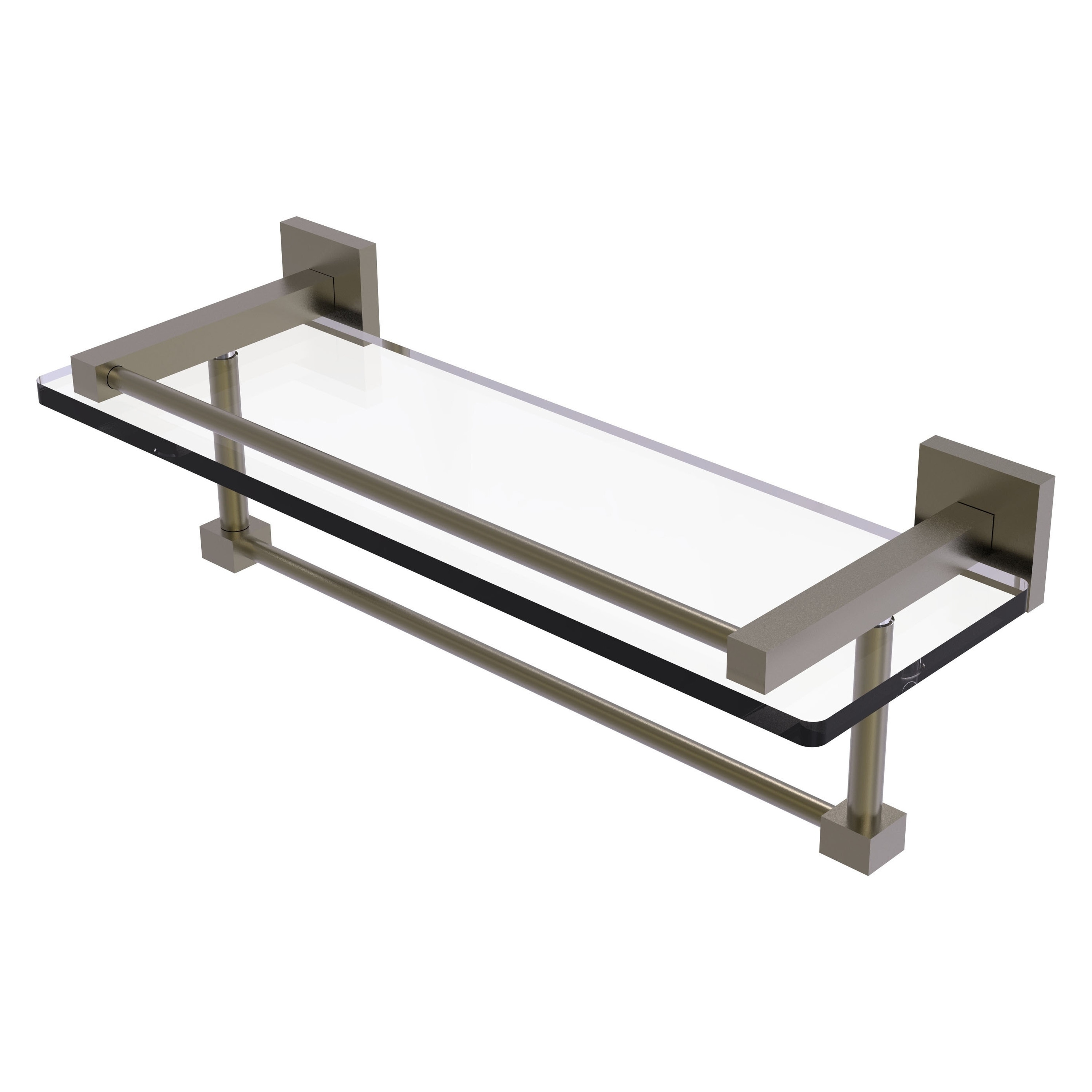 Allied Brass MT-1-16TB-GAL-ABR Montero Antique 1-Tier Brass Wall Mount Bathroom Shelf (16-in x 5.3-in x 5-in)