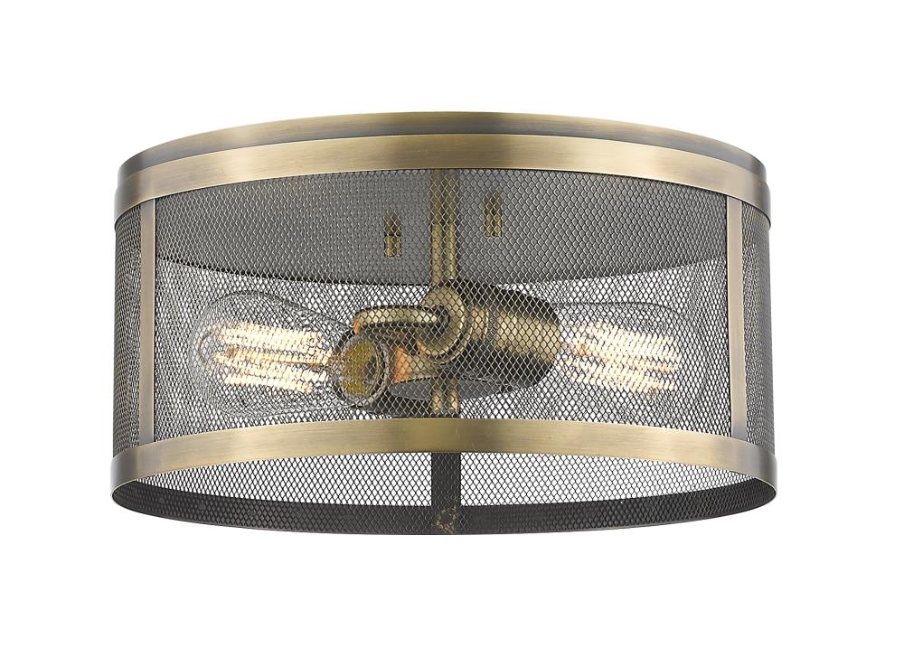 Z-Lite 331F12-NB Meshsmith 2 -Light 12.125-in Brushed Brass Flush Mount Light