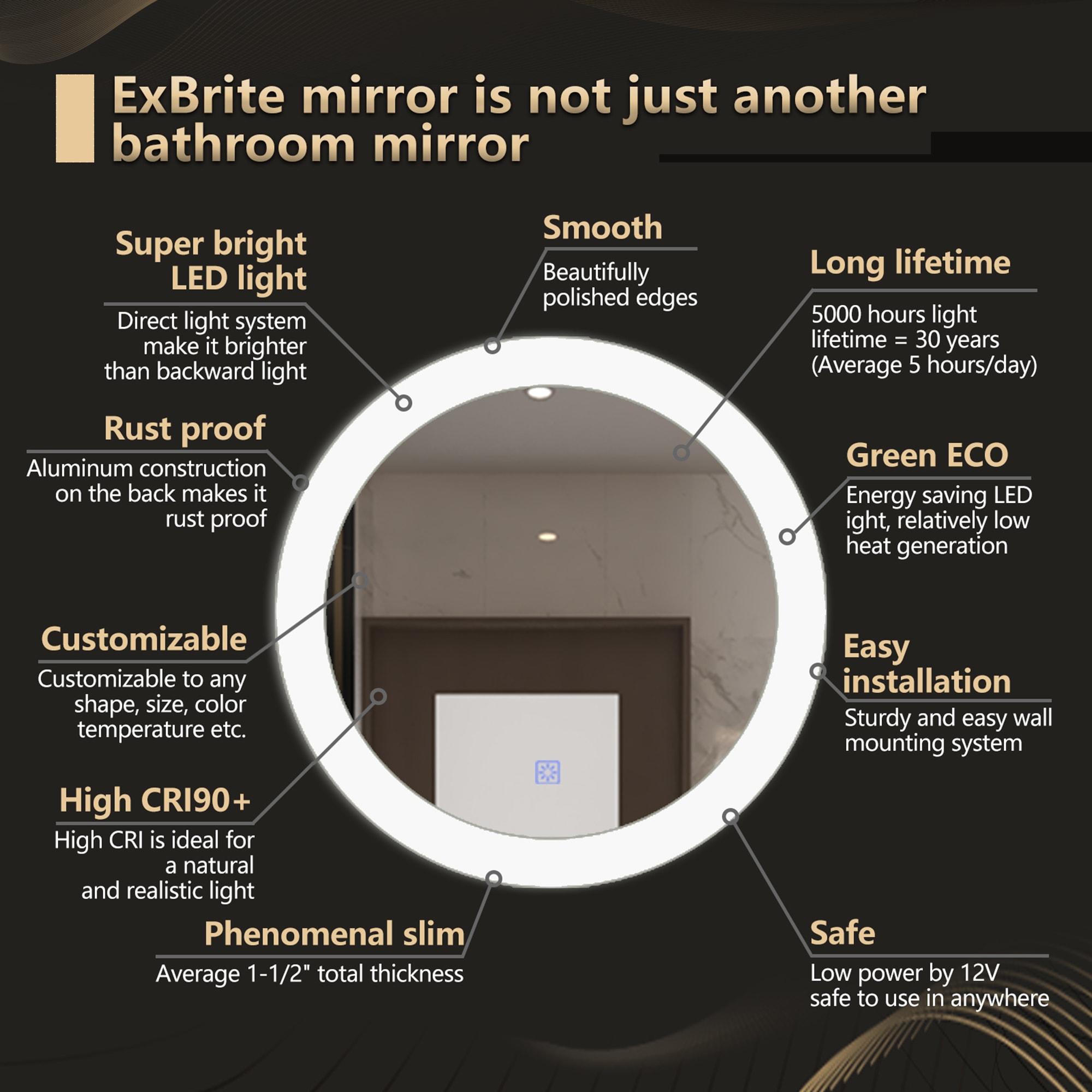 ExBrite JQBM2028FBVC Framed-Bath-Mirrors - View #4