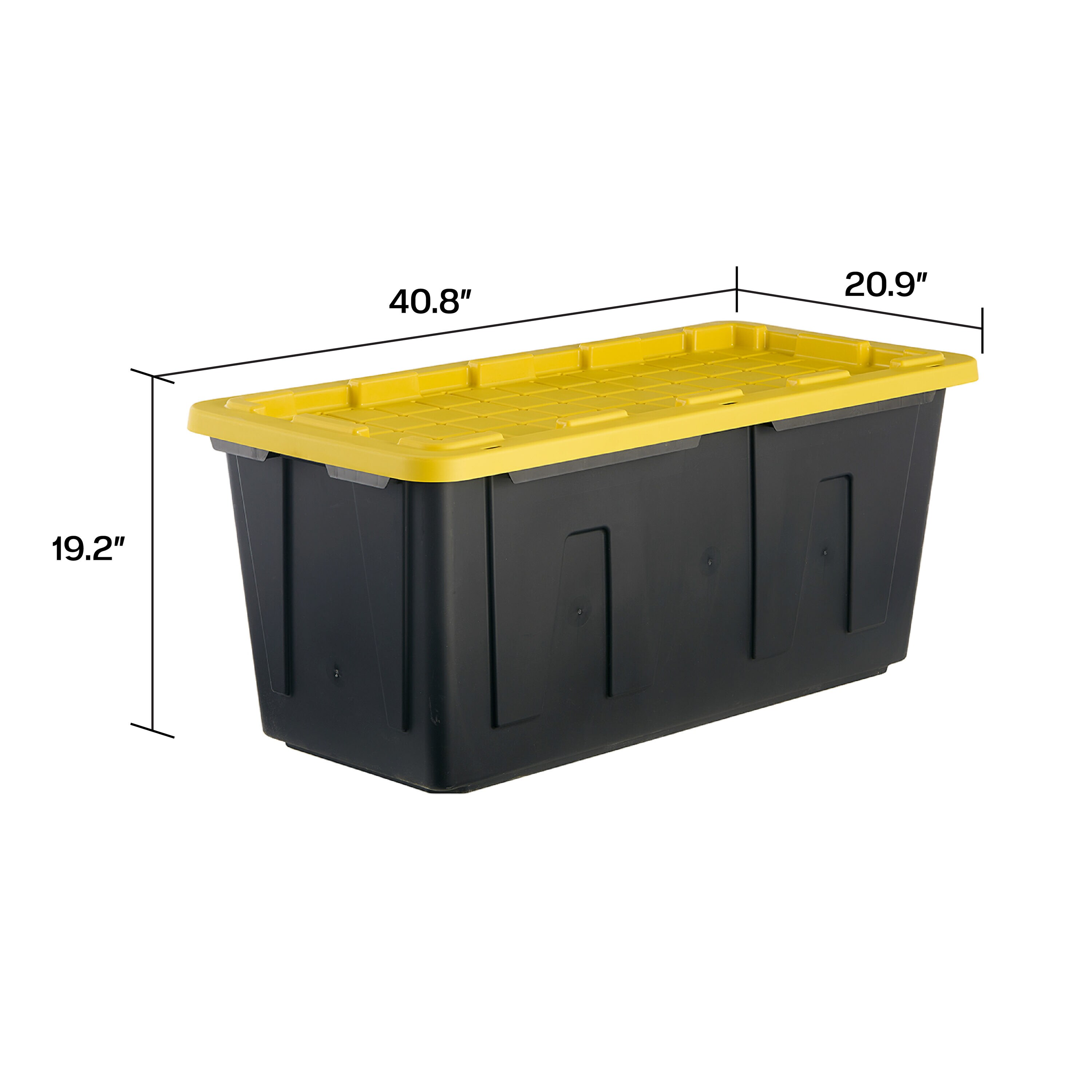 Project Source Commander X-large 50-Gallons (200-Quart) Black and Yellow Heavy Duty Tote with Standard Snap Lid