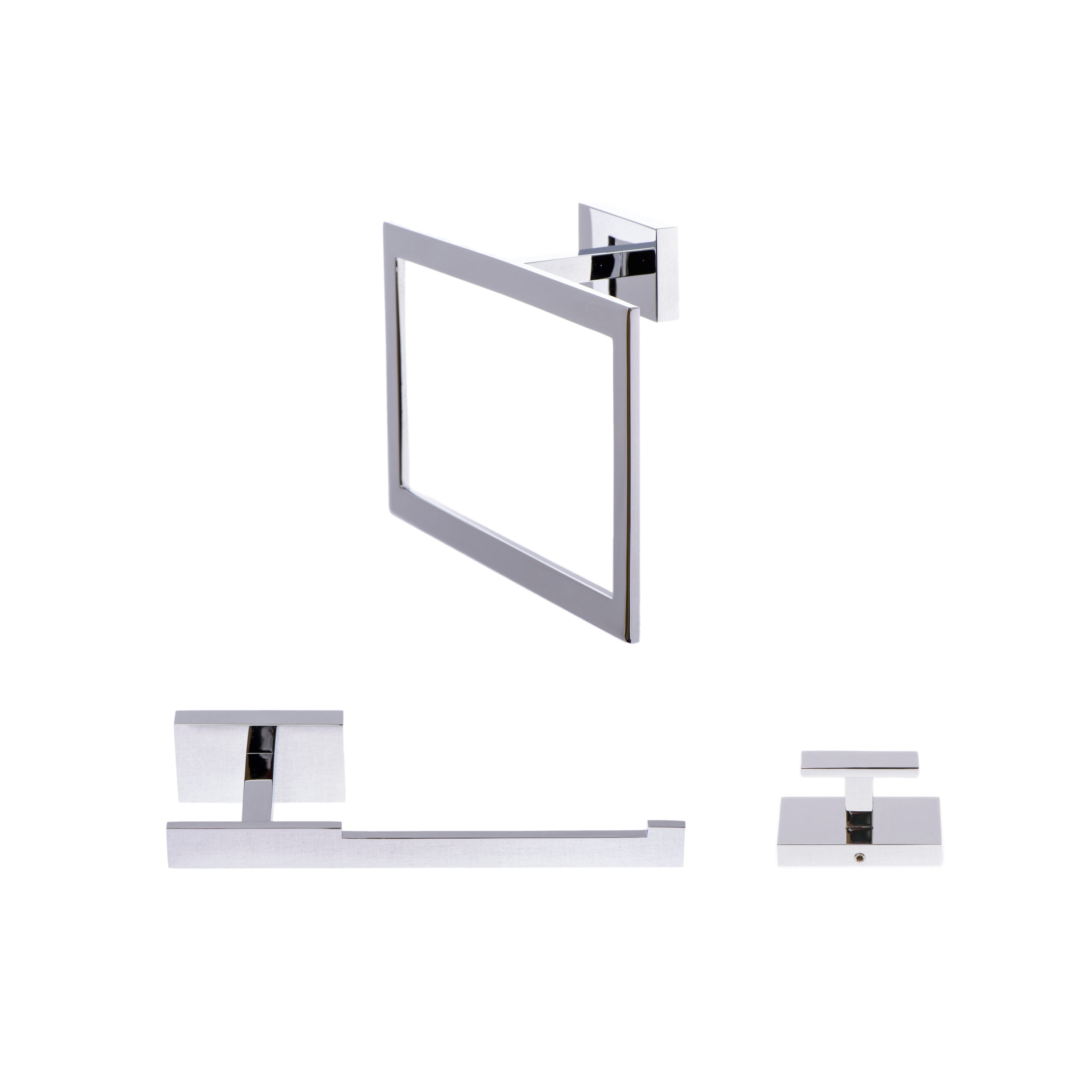 Italia GE234SET 3 -Piece Genoa Polished Chrome Decorative Bathroom Hardware Set Toilet Paper Holder, Towel Ring ,Robe Hook Included