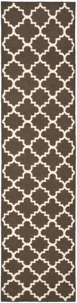 Safavieh DHU554C-210 Dhurries Malina 2 x 10 (ft) Wool Brown/Ivory Rectangular Indoor Trellis Coastal Runner rug