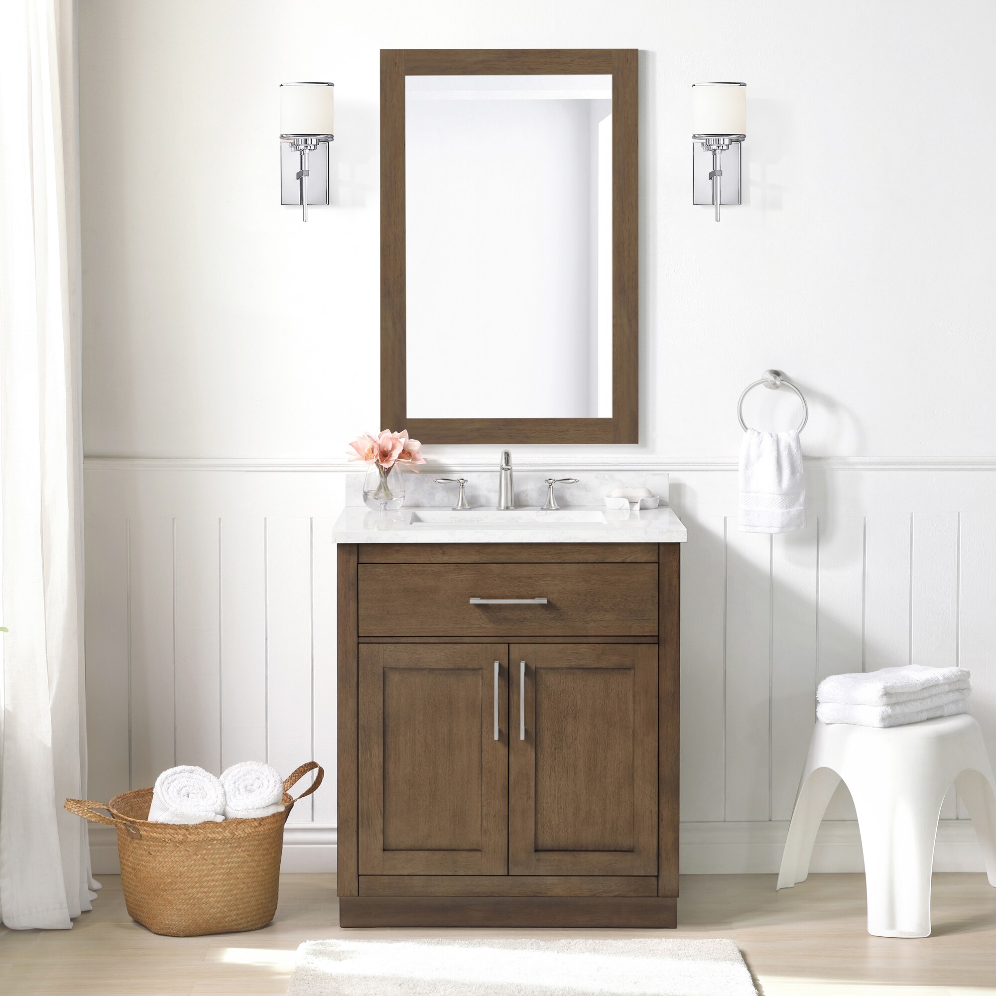 Ove Decors Ollie 30 W x 22 D Freestanding Bathroom Vanity with Sink and  Mirror, Midnight Blue