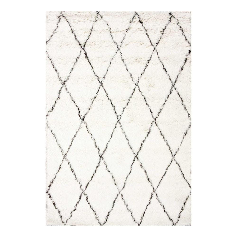 nuLOOM Marrakesh 9 x 12 Shag Wool Ivory Indoor Trellis Moroccan Area