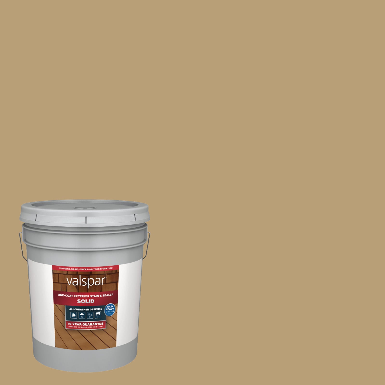 Quiet Chamois Solid Exterior Wood Stain and Sealer (5-Gallon) in Yellow | - Valspar QUIET CHAMOS-1028092