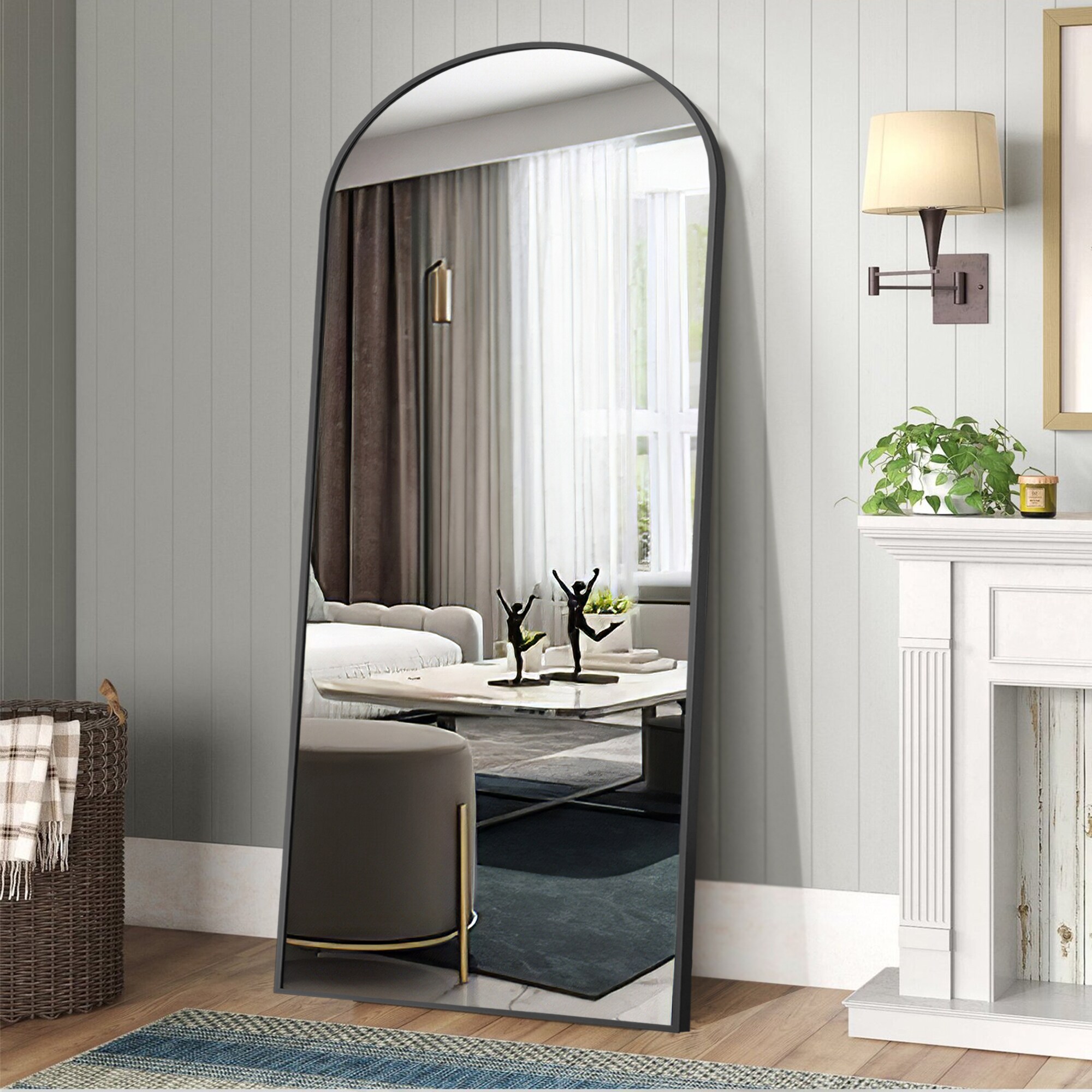 30-in W x 67-in H Black Arch Vanity Mirror LS-S277 at Lowes.com