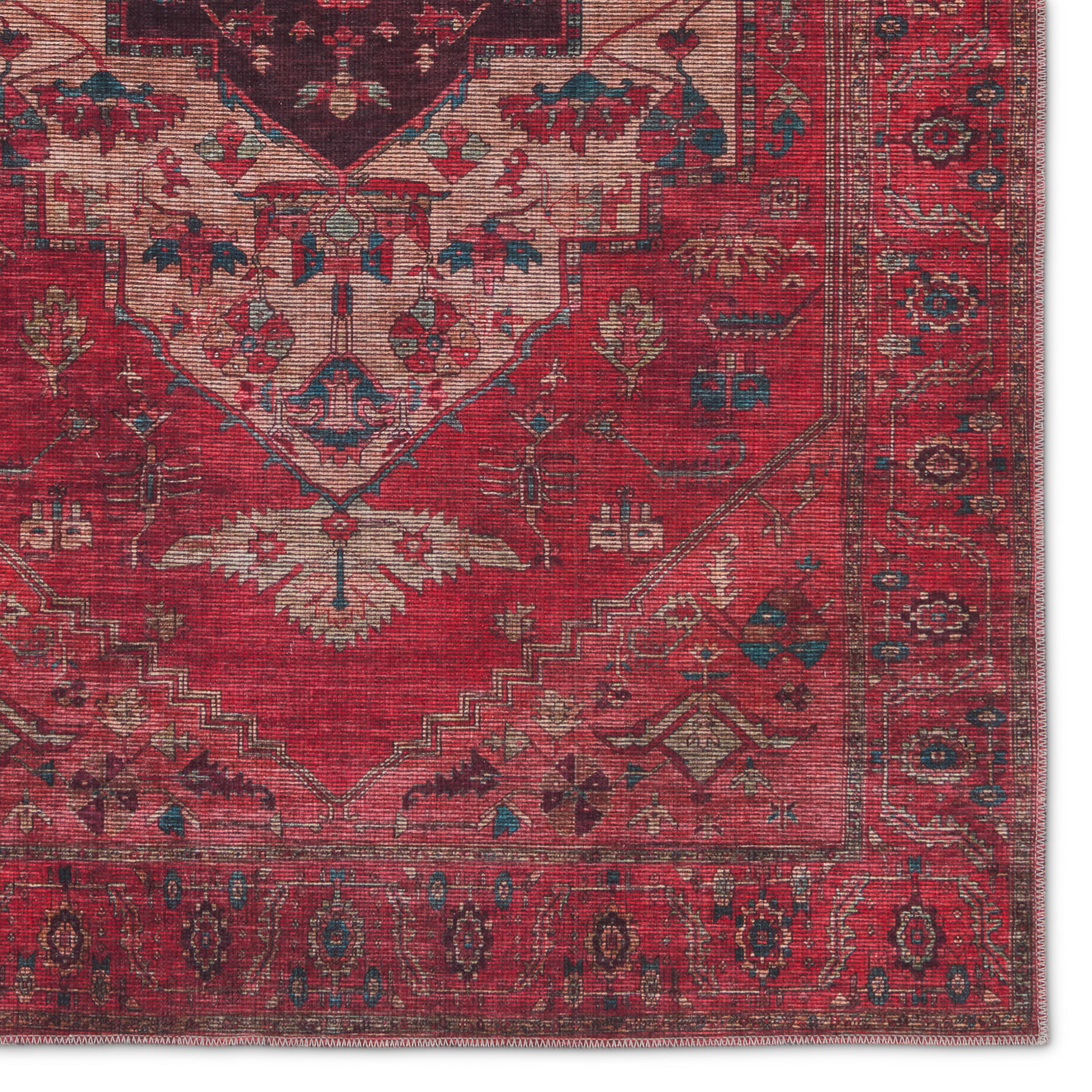 Jaipur Living 3 X 8 Red Indoor Medallion Global Area Rug in the Rugs