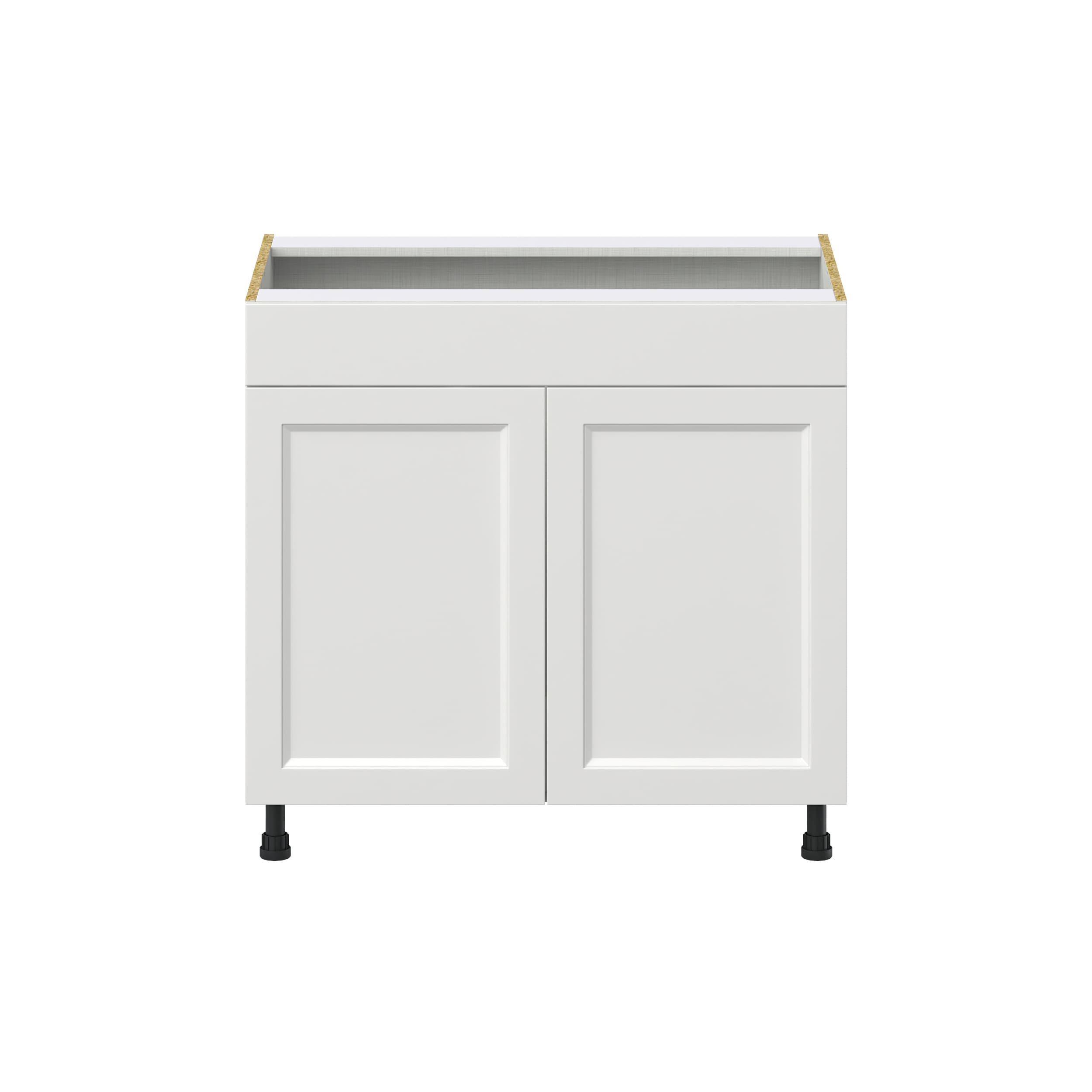 Hugo&Borg Riviera 36-in W x 34.5-in H x 21-in D Bright White Sink Base Fully Assembled Cabinet (Recessed Panel Shaker Style)