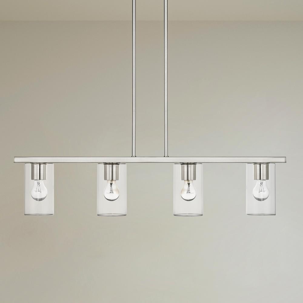 Brushed Nickel 4-Light Crystal Chandelier with Clear Glass