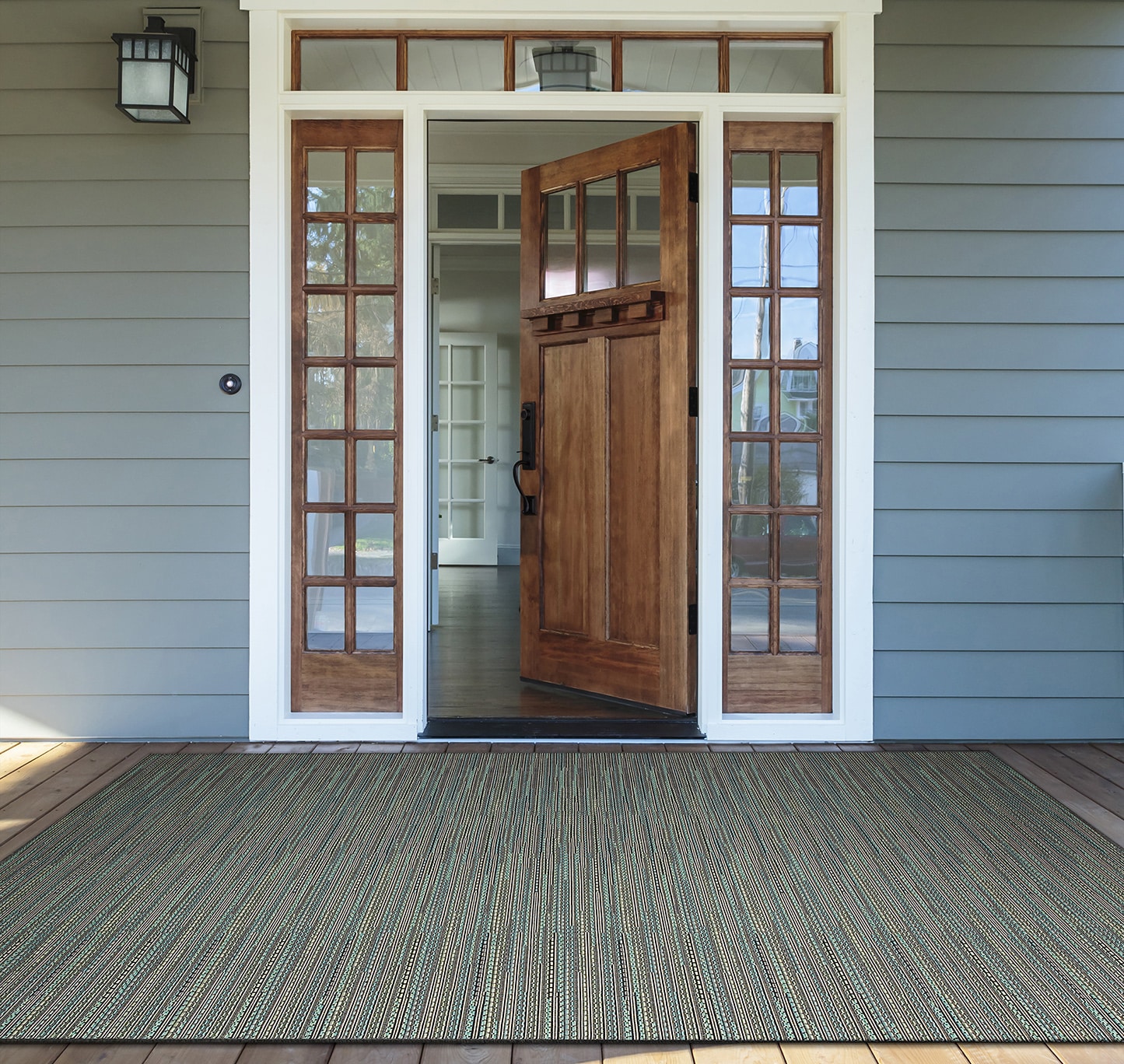 Couristan 24712200076109T Monaco 7 x 10 (ft) Loomed Polypropylene Blue-Multi Rectangular Indoor/Outdoor Stripe Area rug