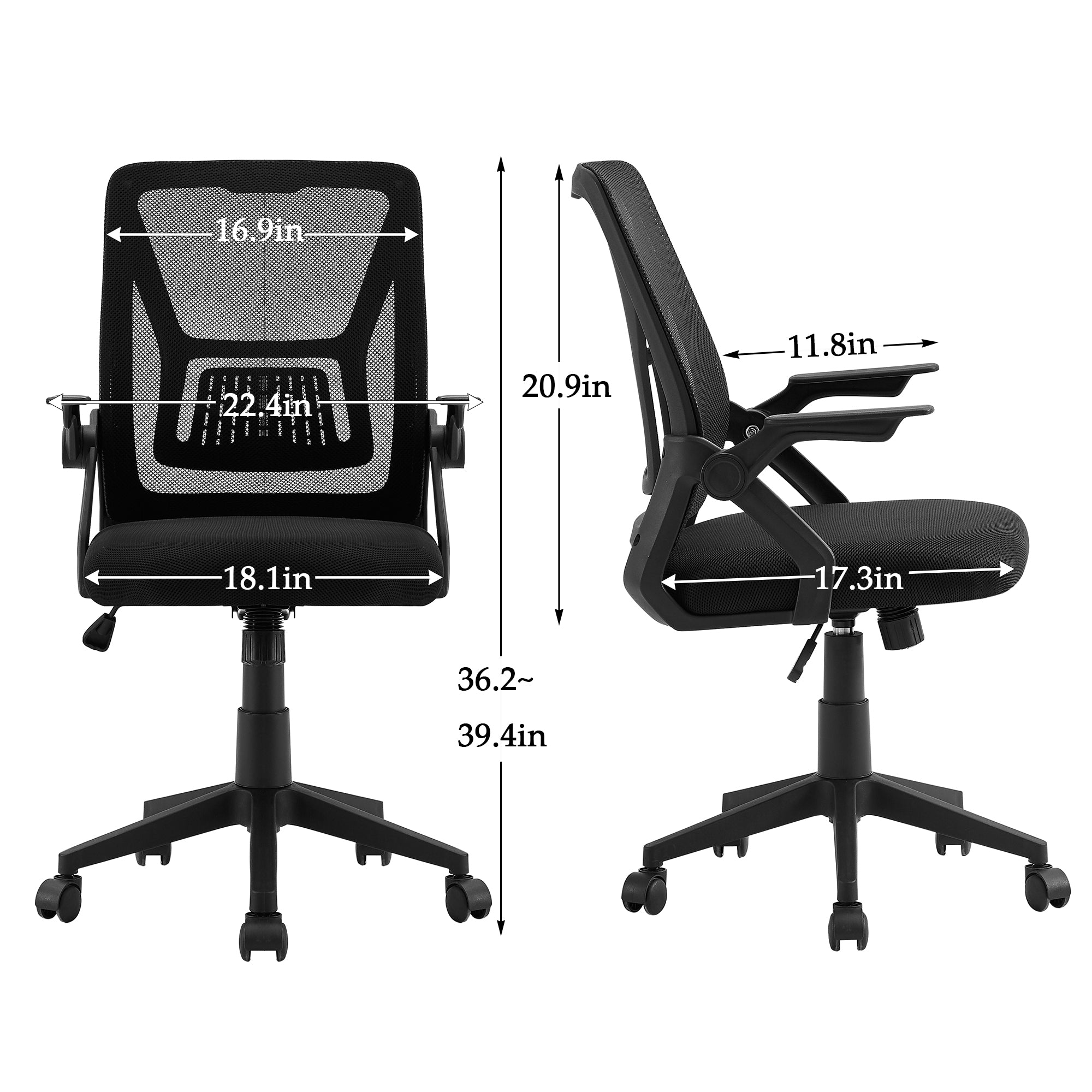 Vecelo LOE-OC01-BLK Office-Chairs - View #3