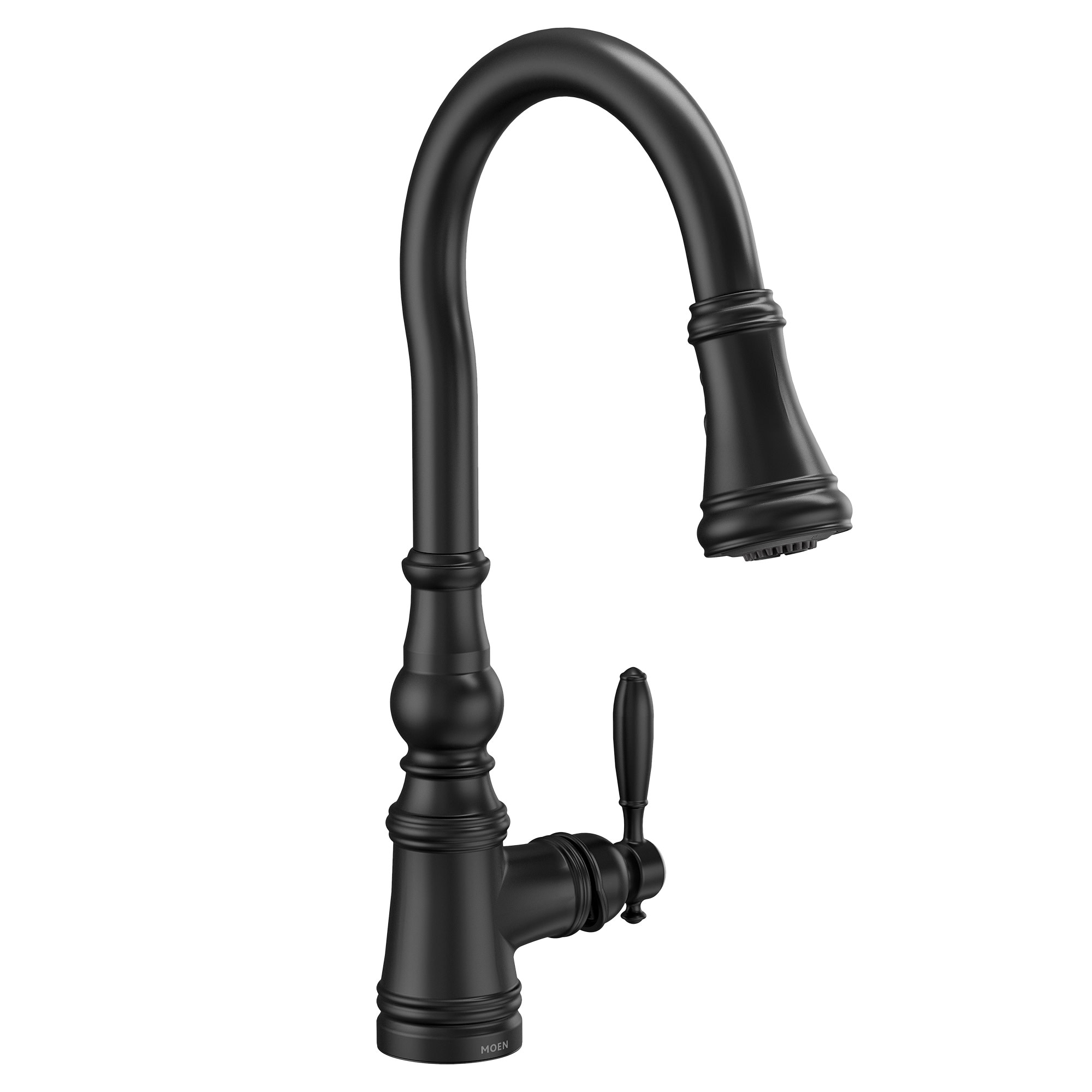 Moen S73004BL Matte Black Single Handle Deck-mount Pull-down Kitchen Faucet with Sprayer