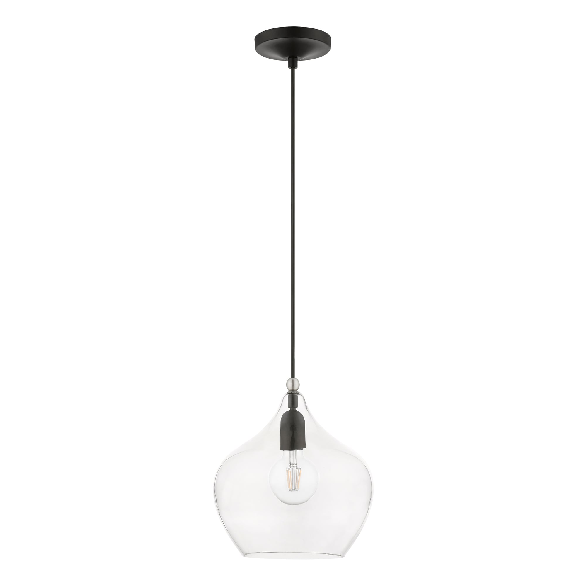 Aldrich Black and Brushed Nickel Glass Pendant Light