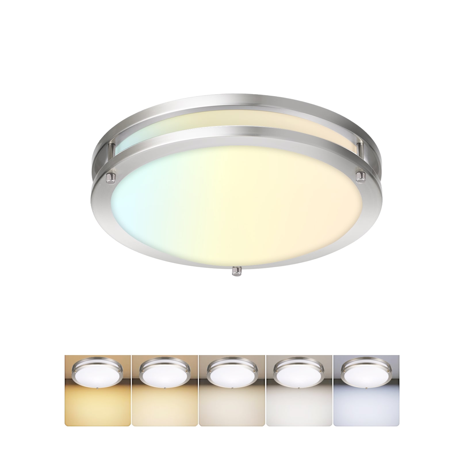 Sofiton 14in. Brushed Nickel Dimmable Integrated LED Flush Mount Light 15W 1000 Lumens Ceiling Light 2700-5000K