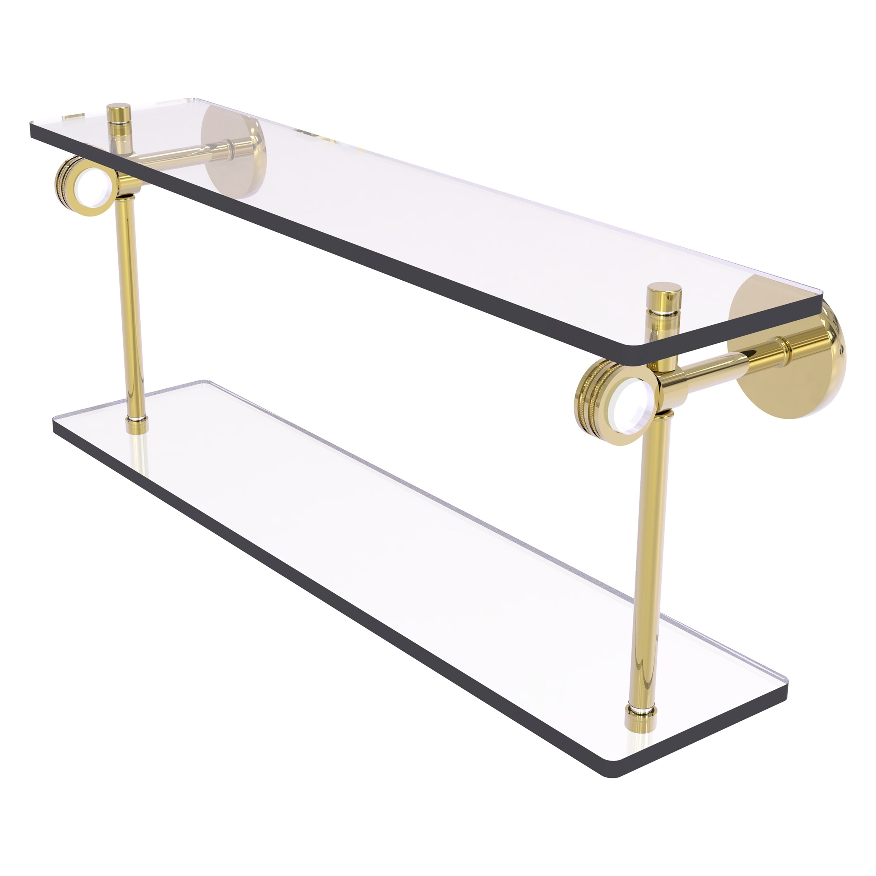 Allied Brass CV-2D-22-UNL Clearview Unlacquered Brass 2 -Tier Wall mount Bathroom Shelf ( 22-in x 9.2-in x 5-in )