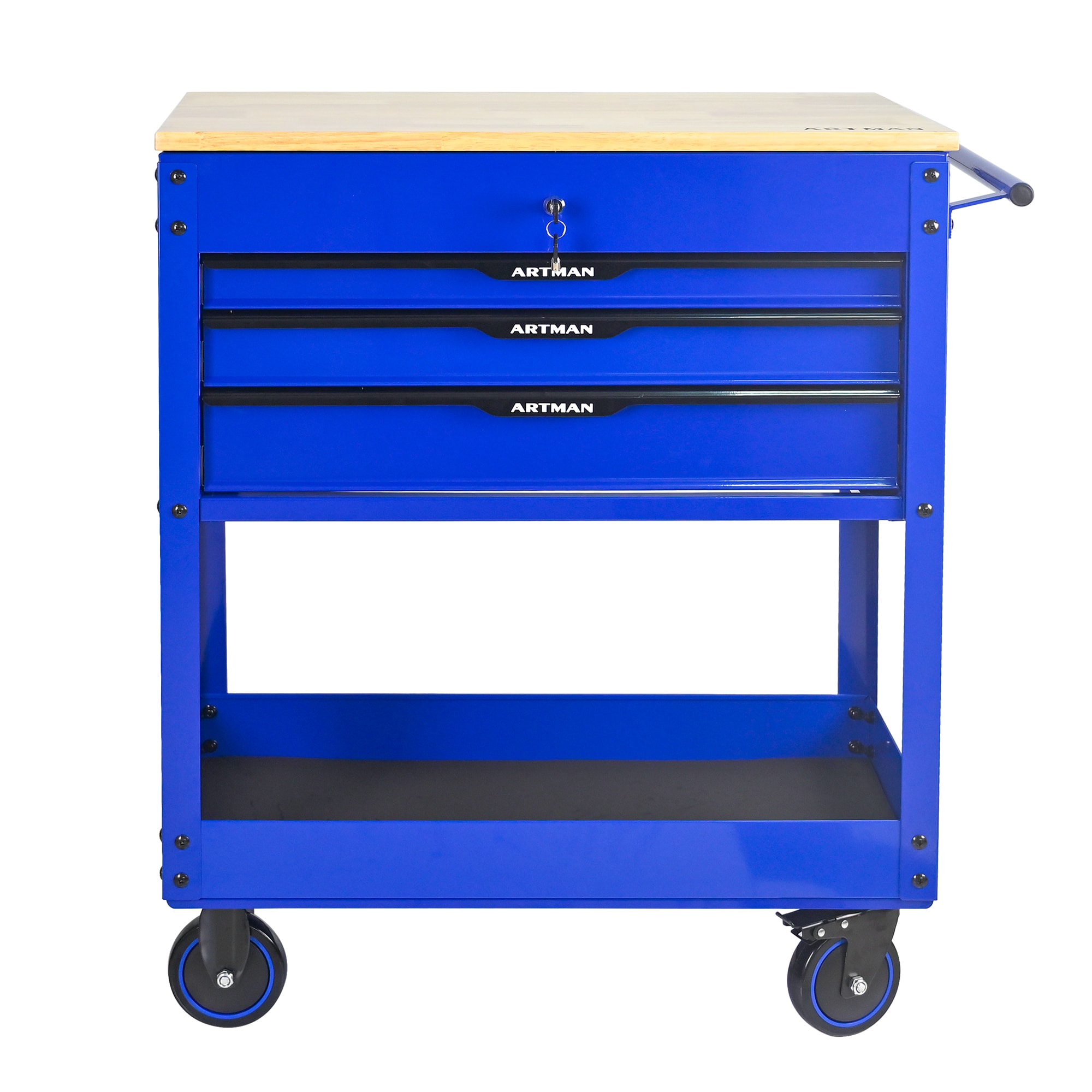 Wooakway Multifunctional Bottom Tool Cabinet with Lockable Wheels Durable Rolling Tool Cabinet Featuring Sliding Drawers Spacious Garage Storage Cabinet