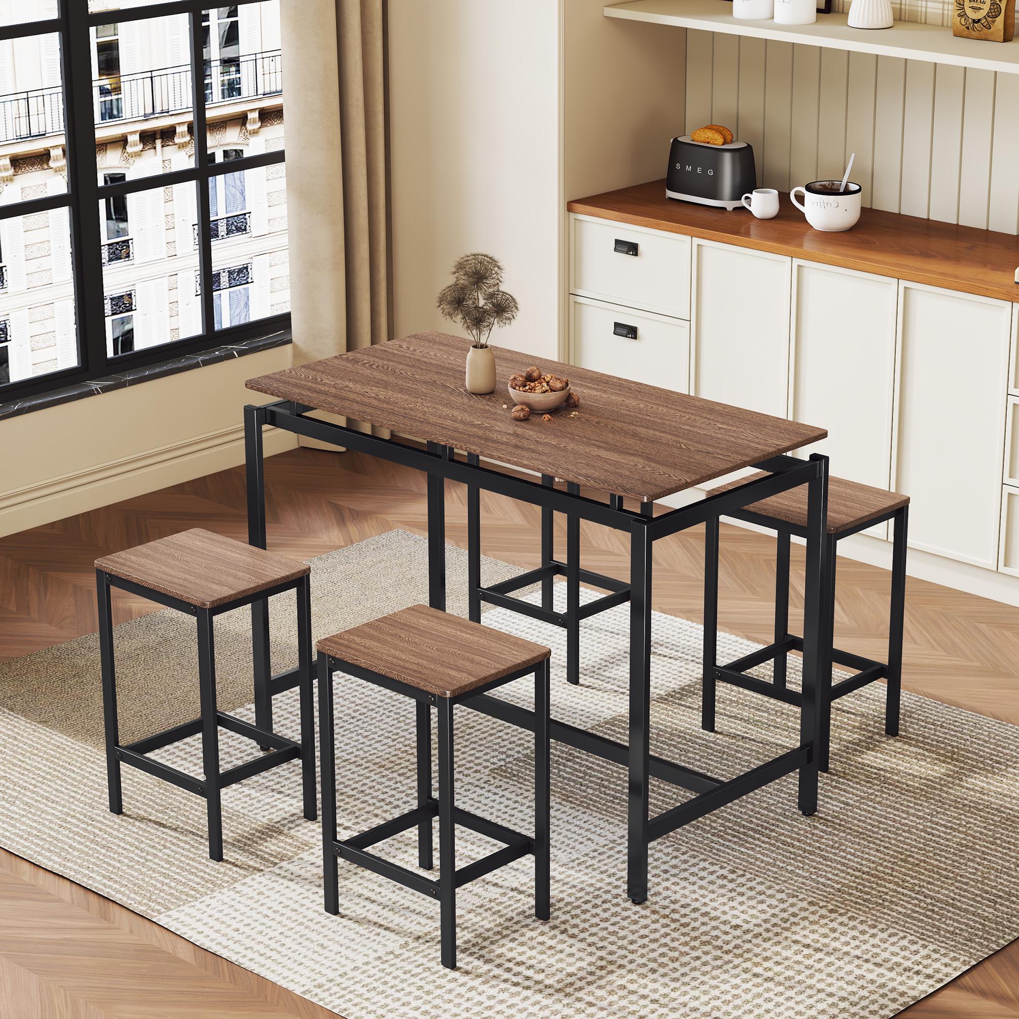 Bayfeve BF-73160P-IN Dining Room Bar Set Dark Brown Contemporary/Modern Dining Room Set with Rectangular Table ( Seats 4 )