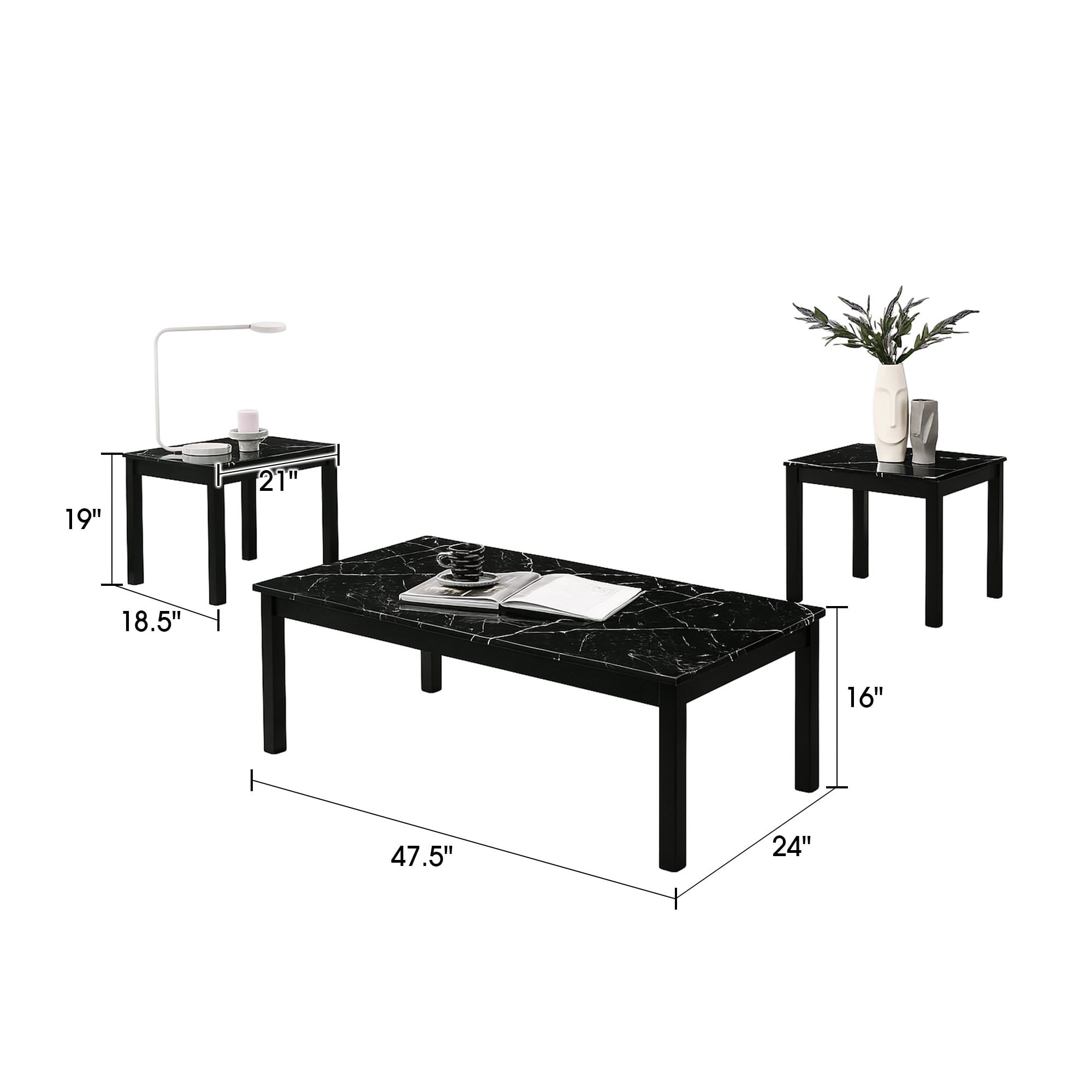 IHOMEadore MDFM42900BK-3PK Accent-Table-Sets - View #3