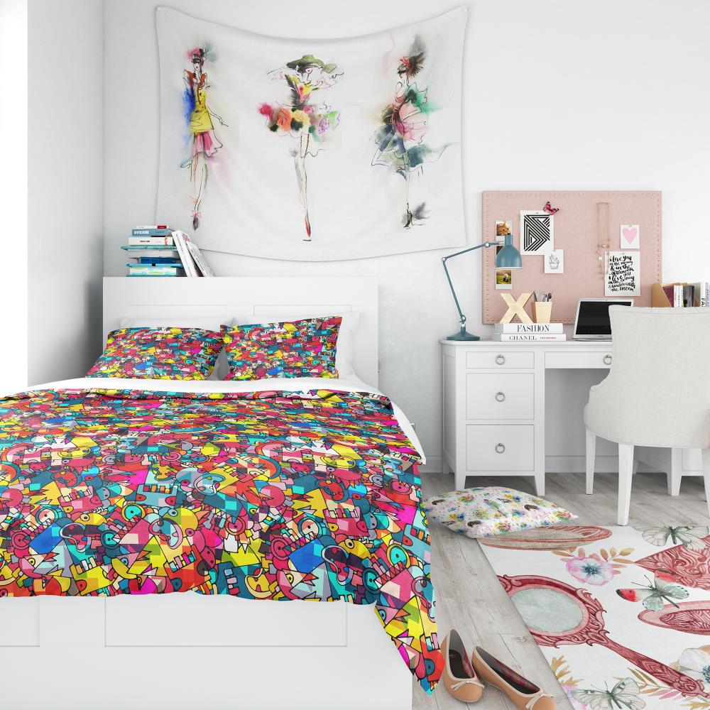 Designart BED18741-Q 3 -Piece Red Queen Duvet cover Set