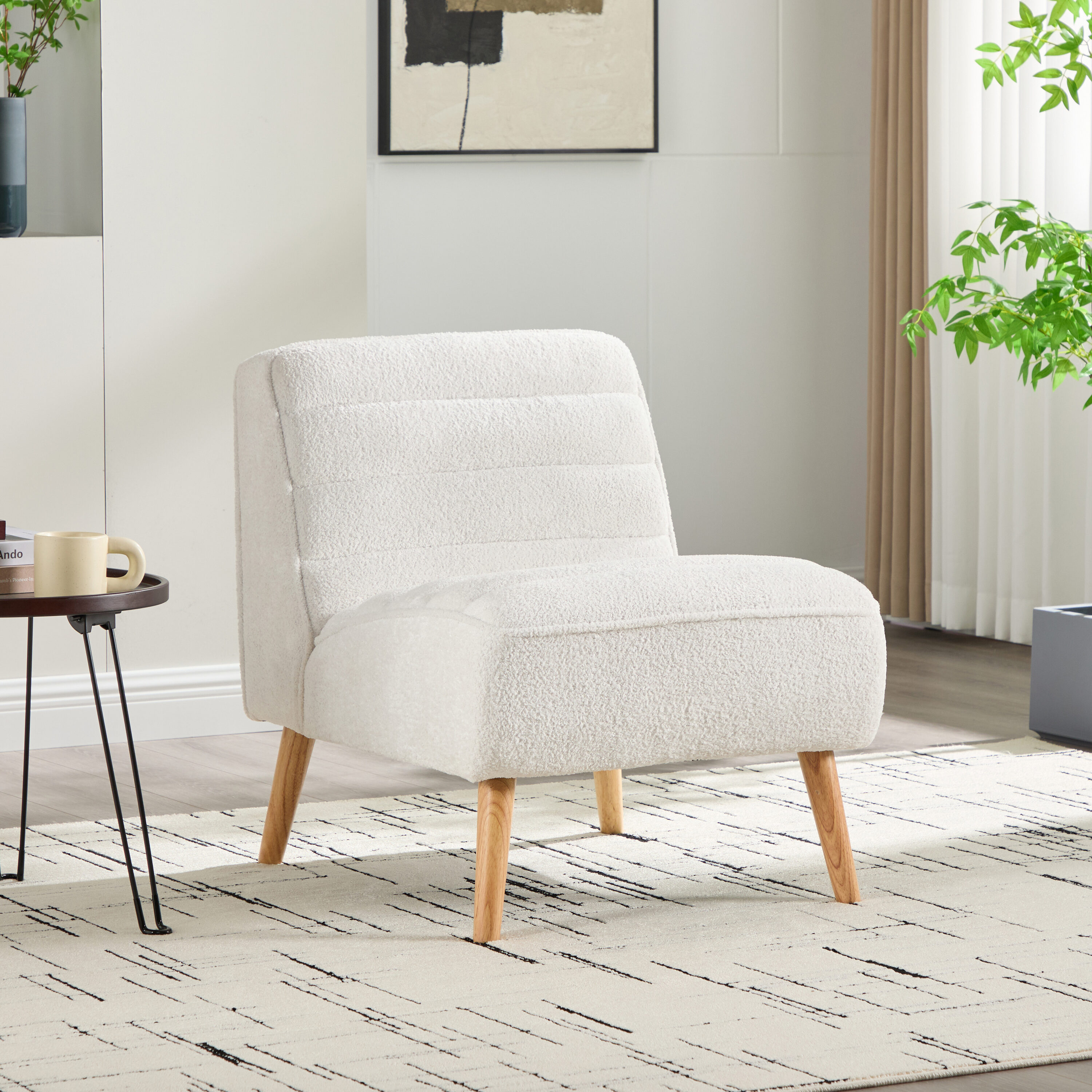 Hrinhom - 24.4-in W Modern Ivory Chenille Accent Chair