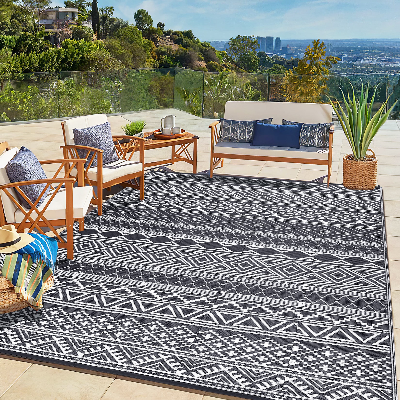 Garvee 6 X 9 ft Plastic Gray and White Rectangular Beach Front Porches ...