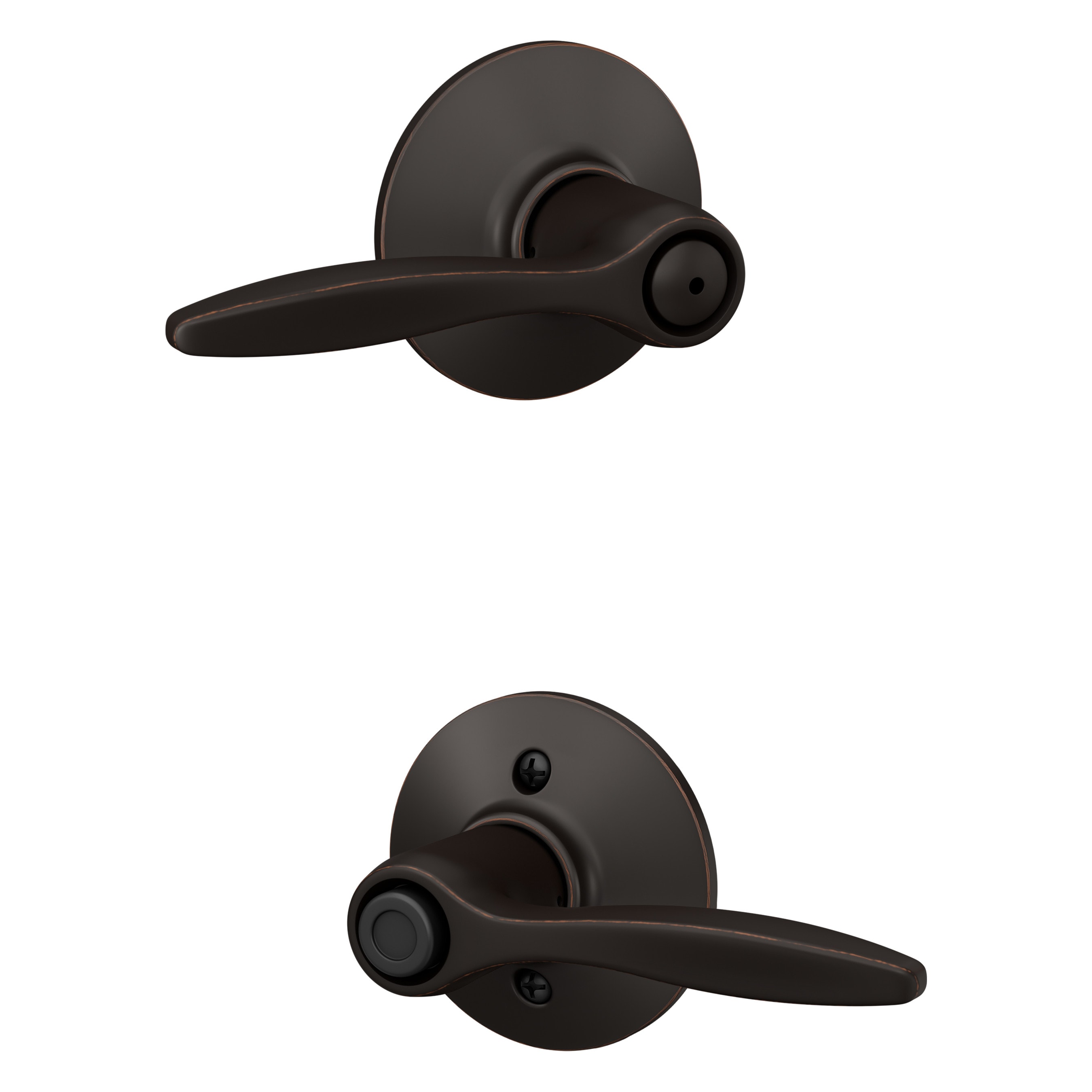 Schlage F40 DEL 716 Delfayo Aged Bronze Universal Interior Bed/Bath Privacy Door Handle
