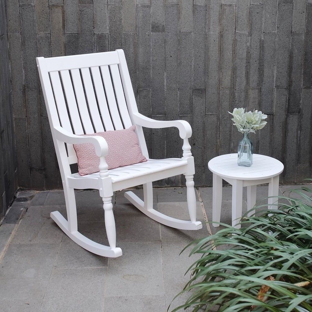 Cambridge Casual Bonn White Wood Frame Rocking Chair with No