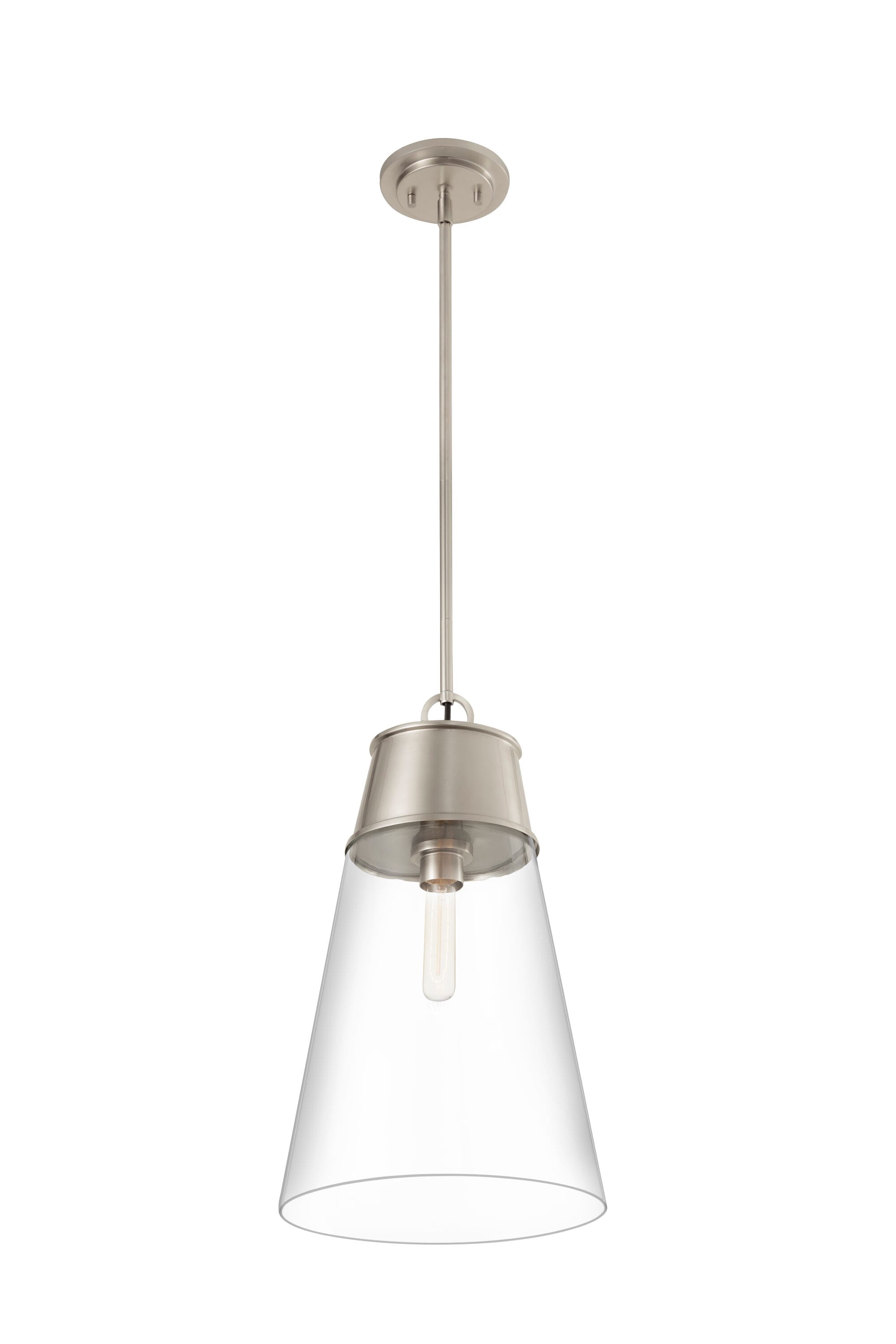 Wentworth Mini 1-Light Pendant in Brushed Nickel with Clear Glass