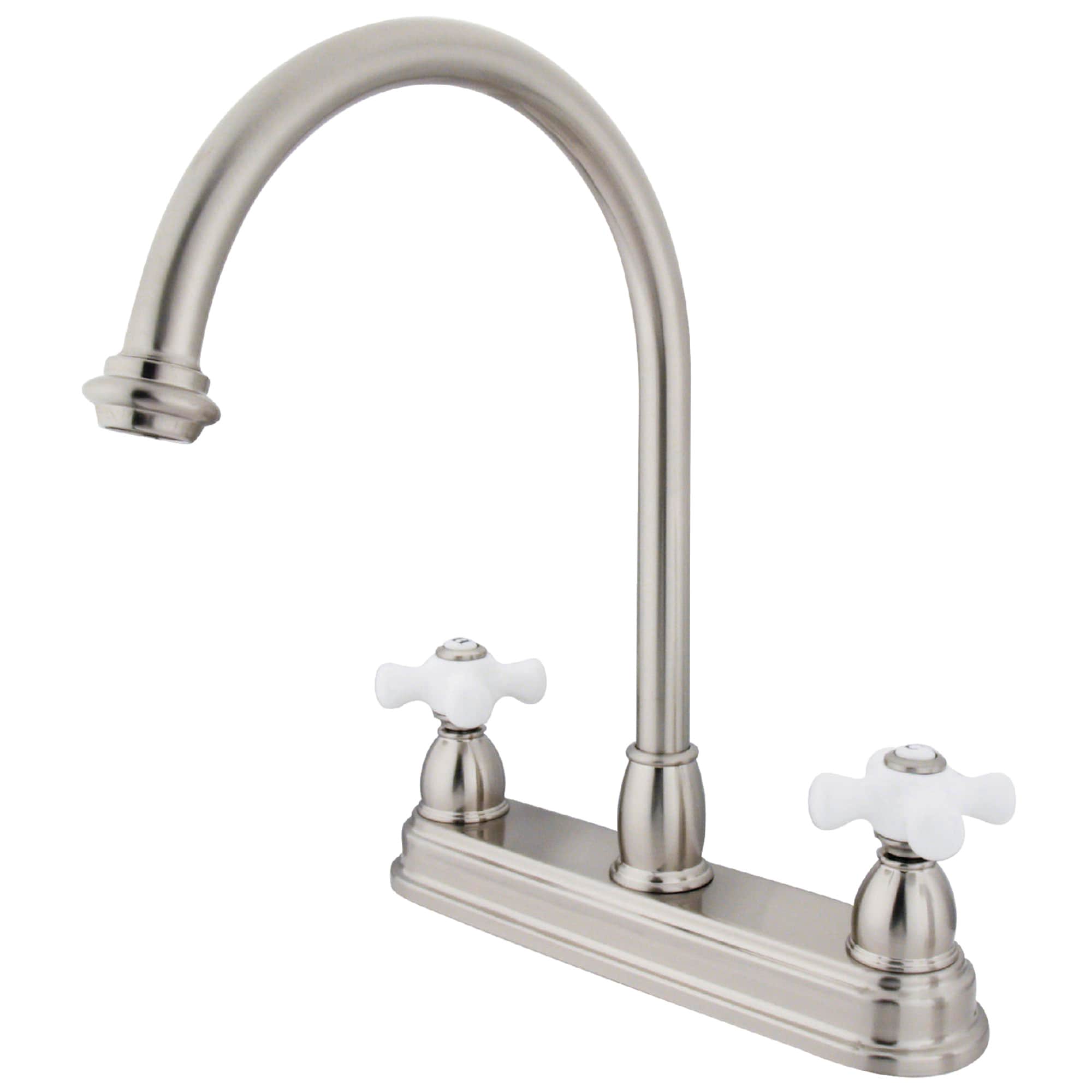Elements of Design EB3748PX Chicago Satin nickel Double Handle Deck-mount Kitchen Faucet ( Deck Plate Included )
