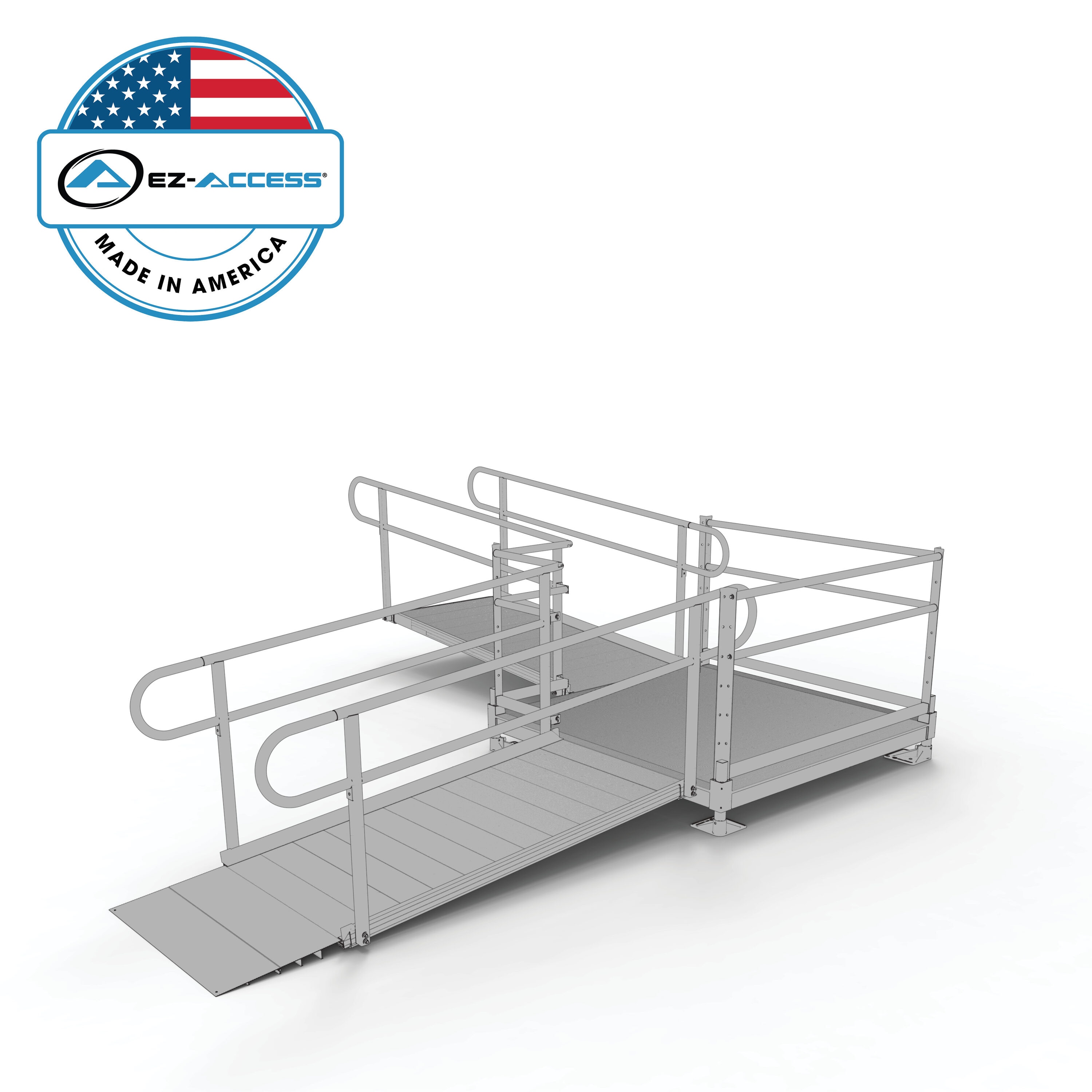 EZ-ACCESS PS12L55T 12-Feet x 147.625-Inches Aluminum Modular Entryway Wheelchair Ramp