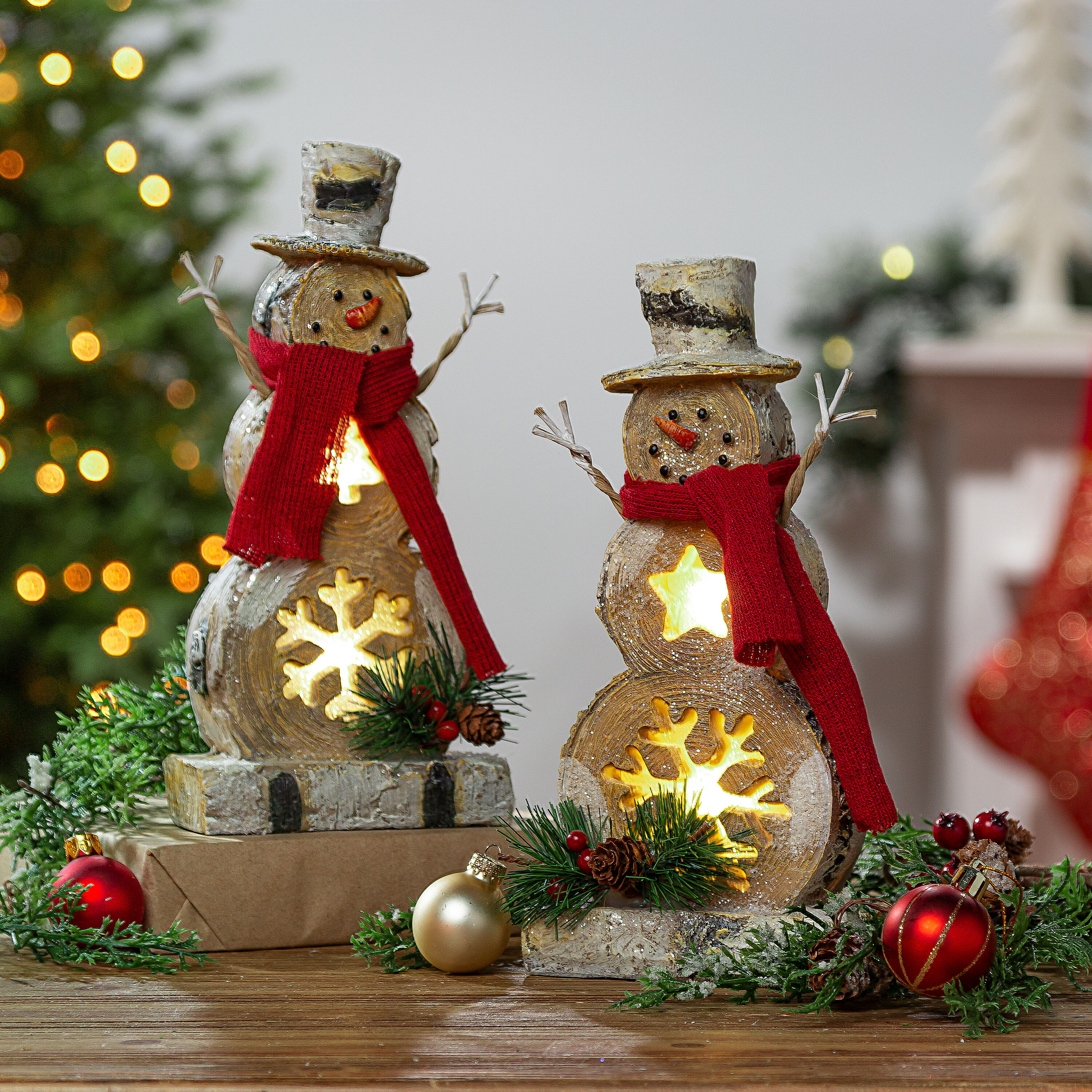 Gerson International 10-in Lighted Decoration Snowman (2-Pack