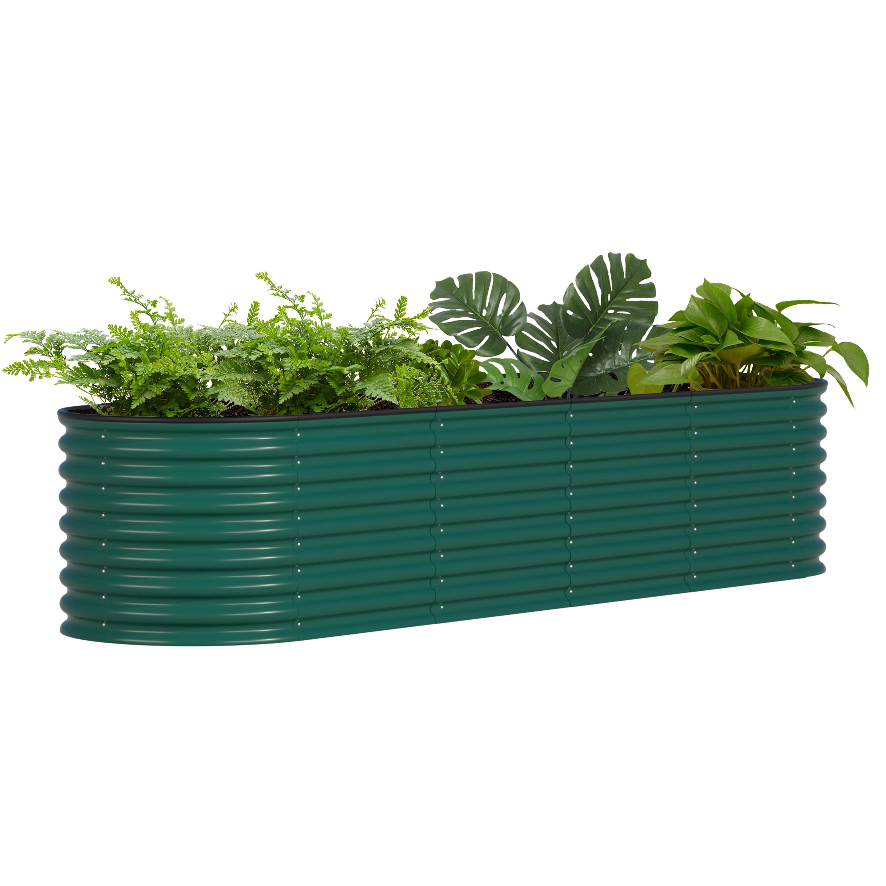 VEIKOUS PG0102-82-03GE 24-in W x 96-in L x 23-in H Green Metal Raised Garden Bed