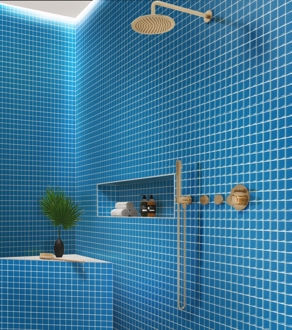 Apollo Tile (Sample) Colorway Cerulean Blue 4-in x 4-in Glossy Glass Uniform Squares Cement Look Floor and Wall Tile