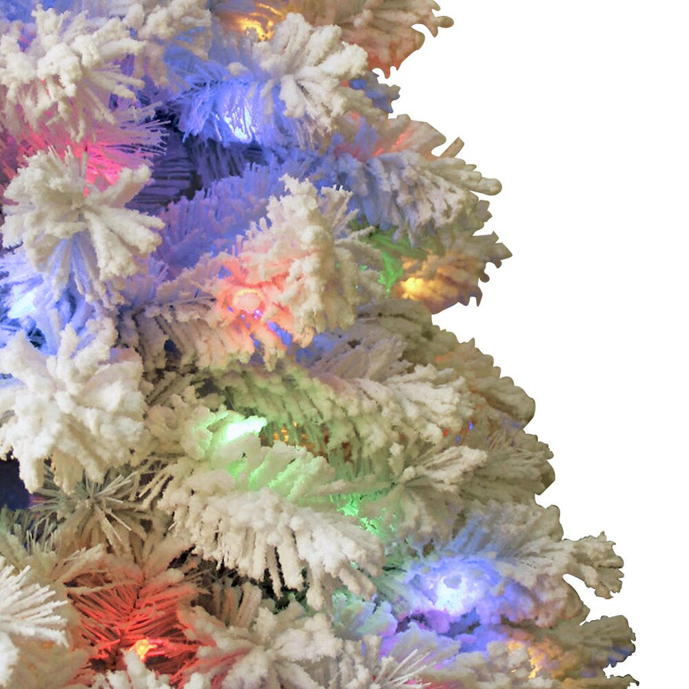 Zimtown 7ft Pre-Lit Artificial Christmas Tree w/ 500 LED Color Changing  Lights and Remote Control, Flocked Xmas Tree Auto, Party Decorations  Indoor, White 