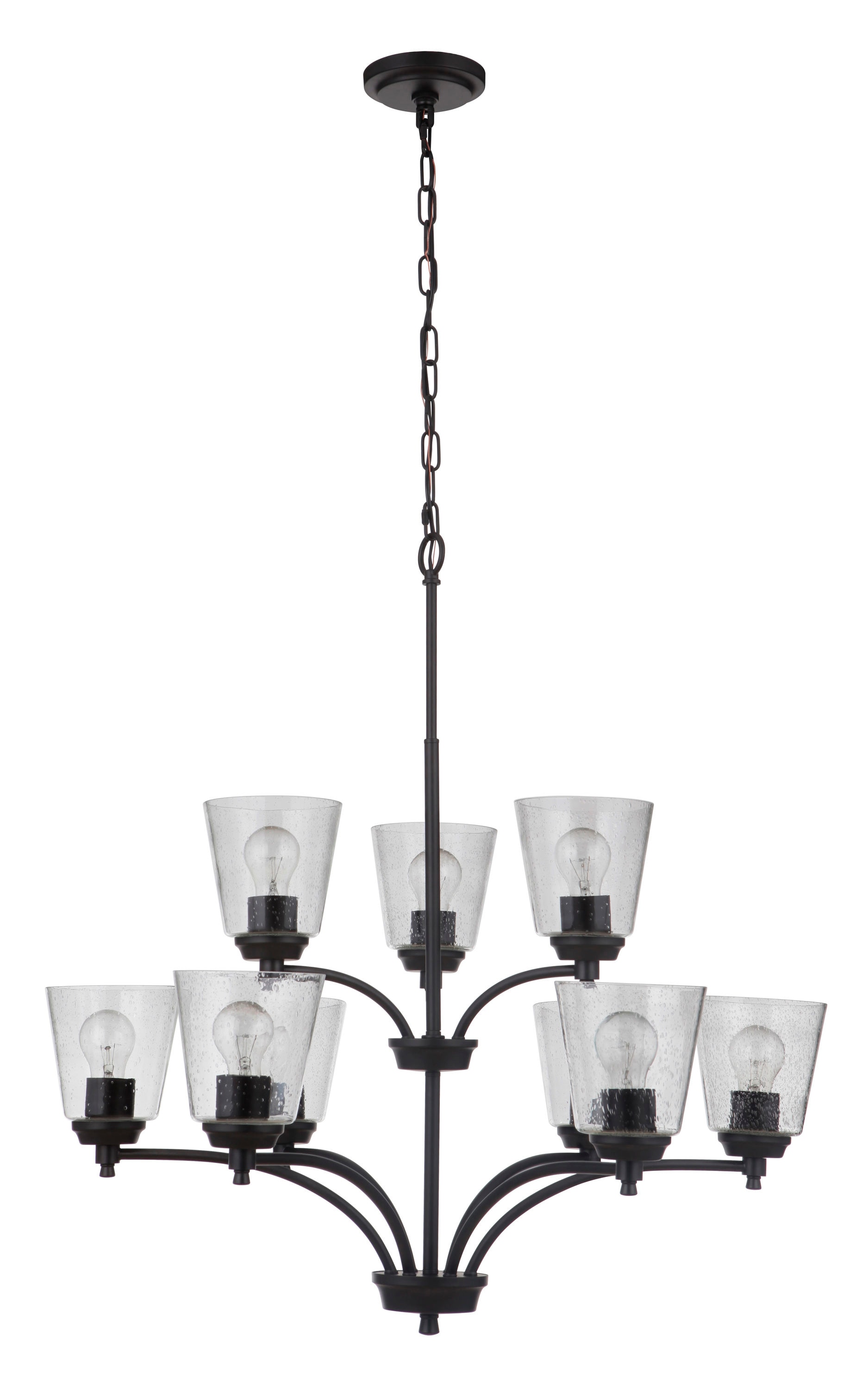 Craftmade 50229-FB Tyler 9 -Light Black Transitional For Use in Bedrooms, Dining Rooms, Foyers, Kitchens, Living Rooms Chandelier