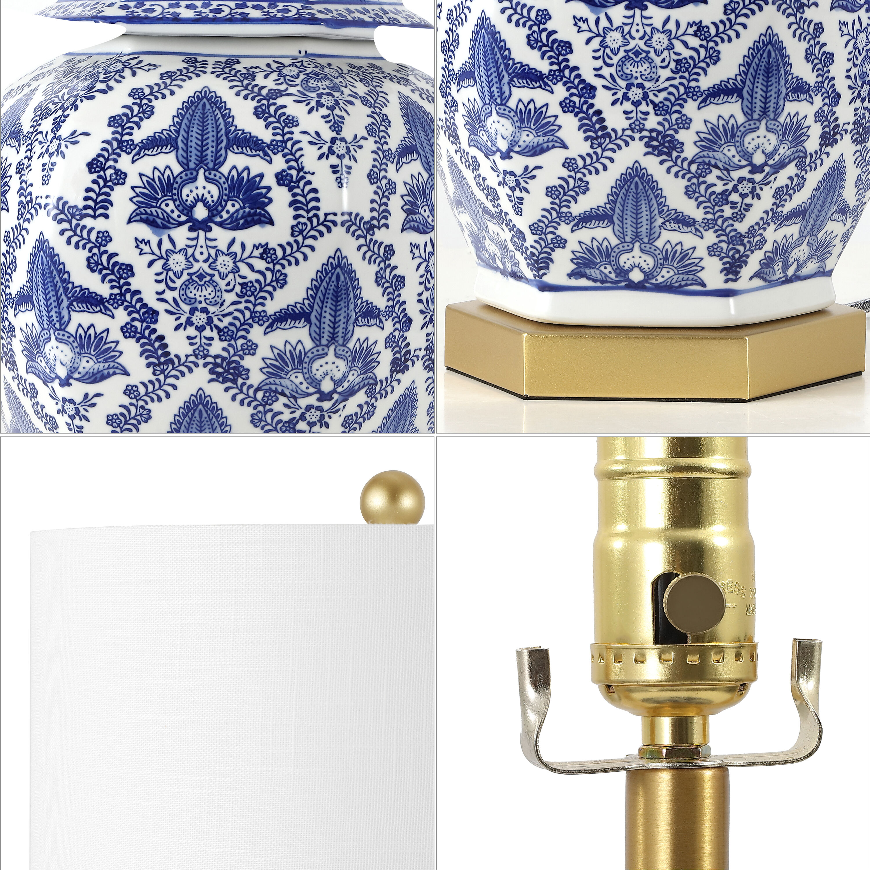 Gretchen 25" Blue and White Ceramic Ginger Jar Table Lamp