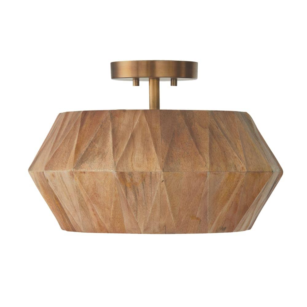 Capital Lighting  251011 Nadeau 15 Inch Wide SemiFlush Ceiling Fixture with Mango Wood Shade