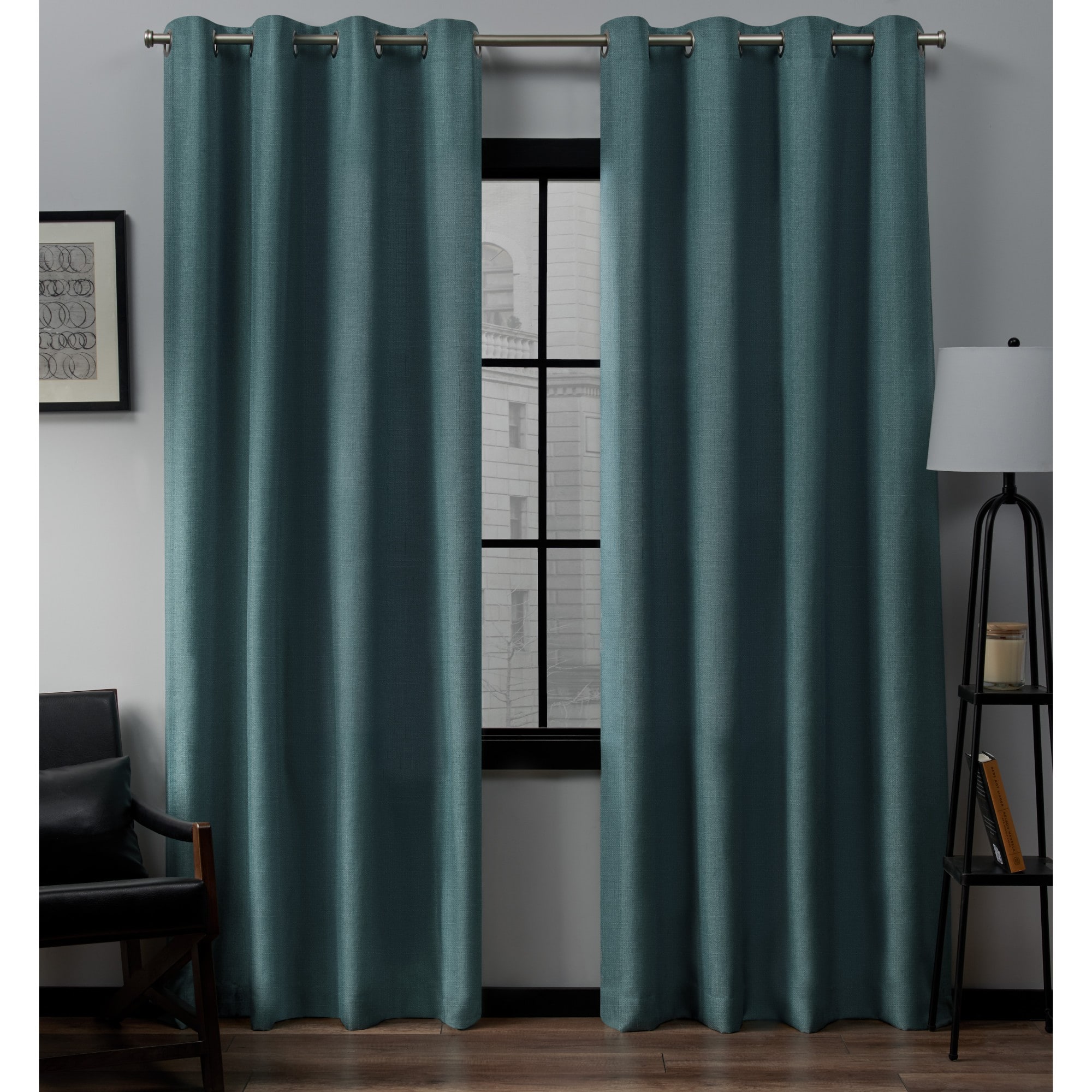 Exclusive Home EH8091-08 2-84G 84-Inches Blue Teal Light filtering Grommet Curtain panel pair