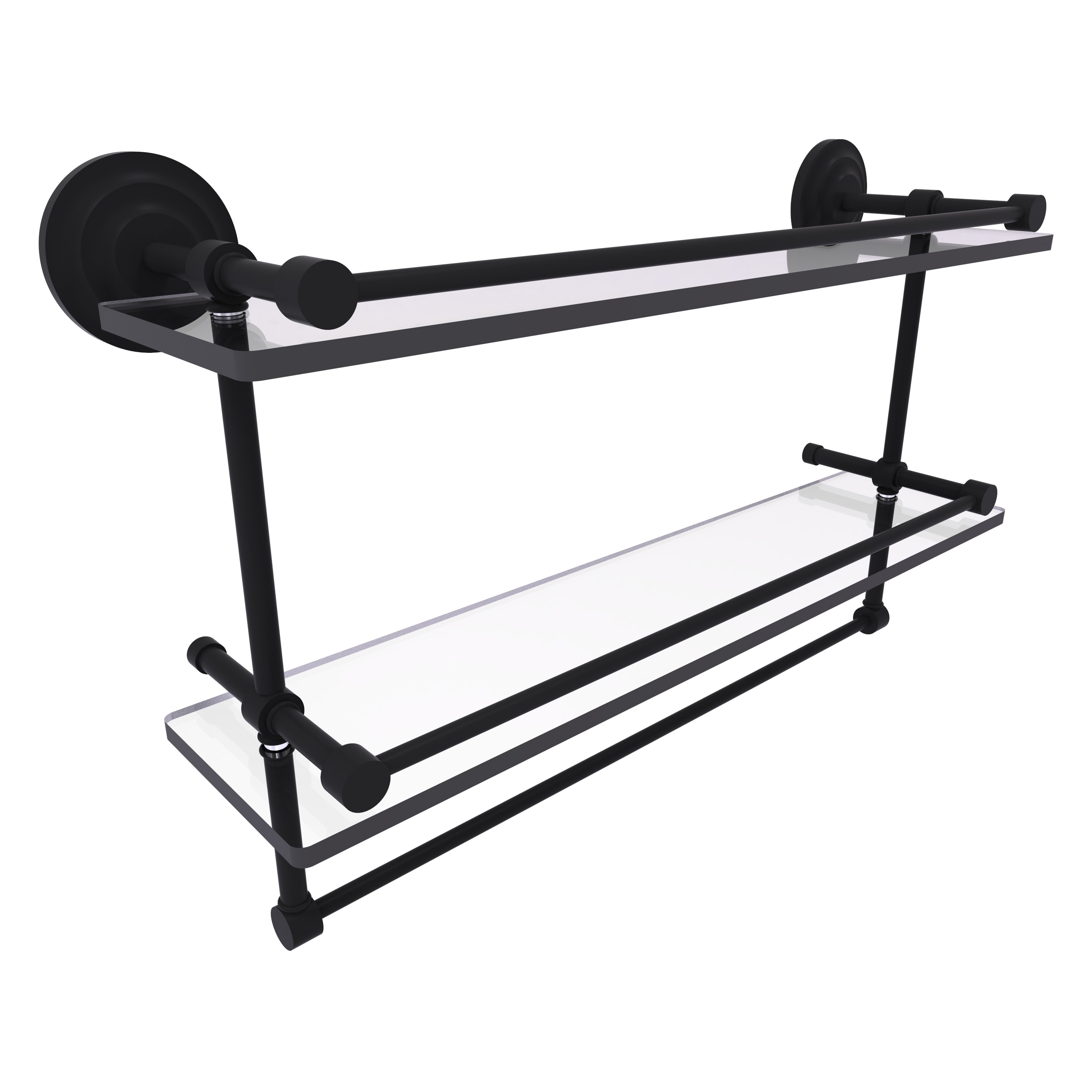 Allied Brass QN-2TB/22-GAL-BKM Que New Matte Black 2-Tier Wall Mount Bathroom Shelf (22-in x 12-in x 5-in)