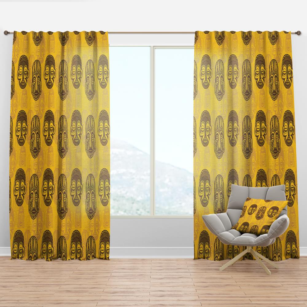 Designart CTN18811-52-120 120-Inches Yellow Room darkening Thermal lined Rod pocket Single curtain panel