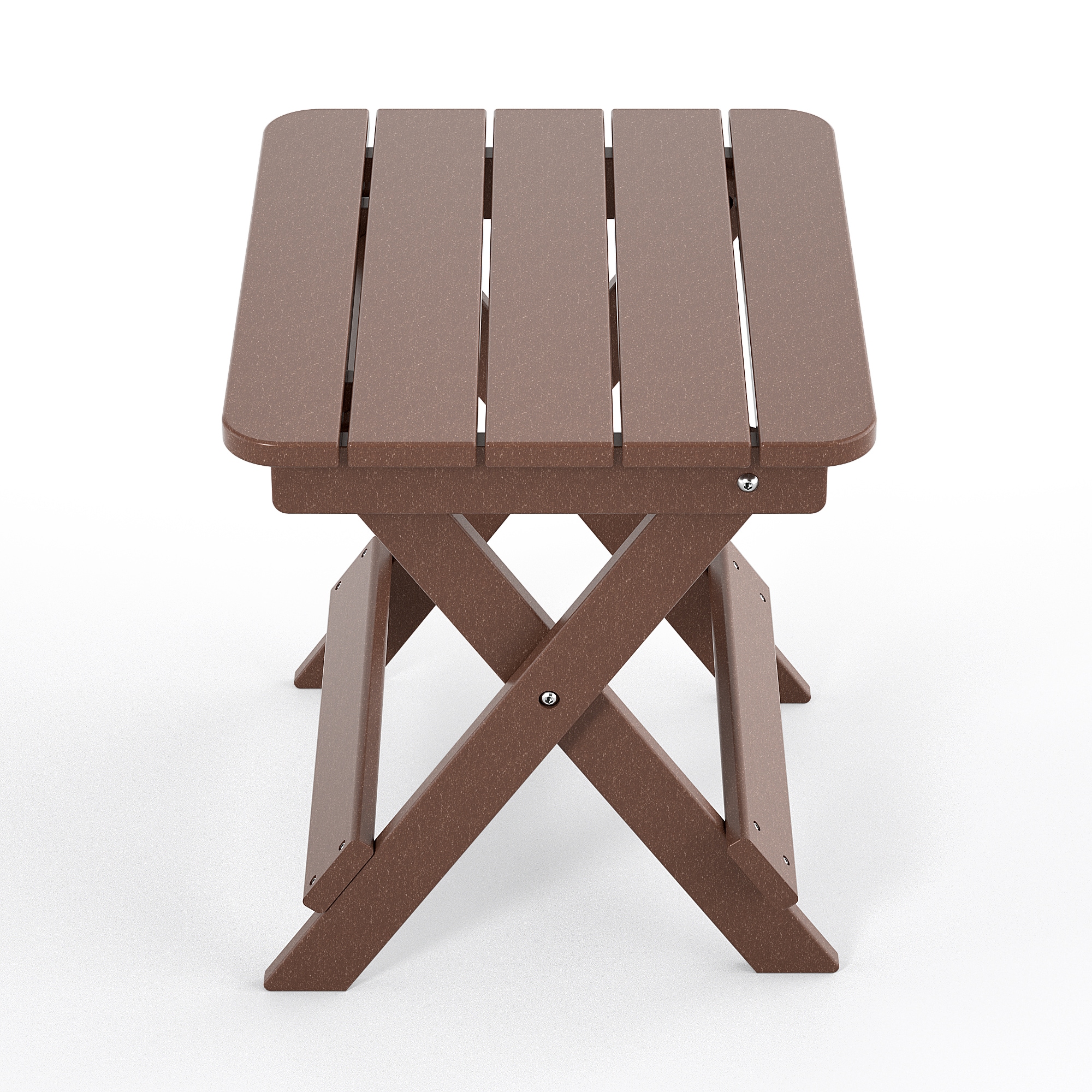Upland ST-HE05-BR side table brown HDPE Frame Stationary Conversation Chair with Brown Slat Seat
