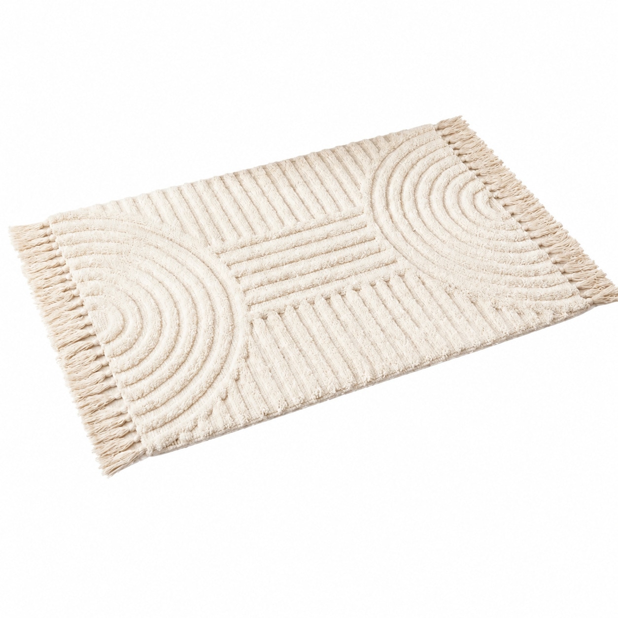 WZK Boho Tassel Bath Rug Soft Cotton Non Slip Machine Washable Boho Decor