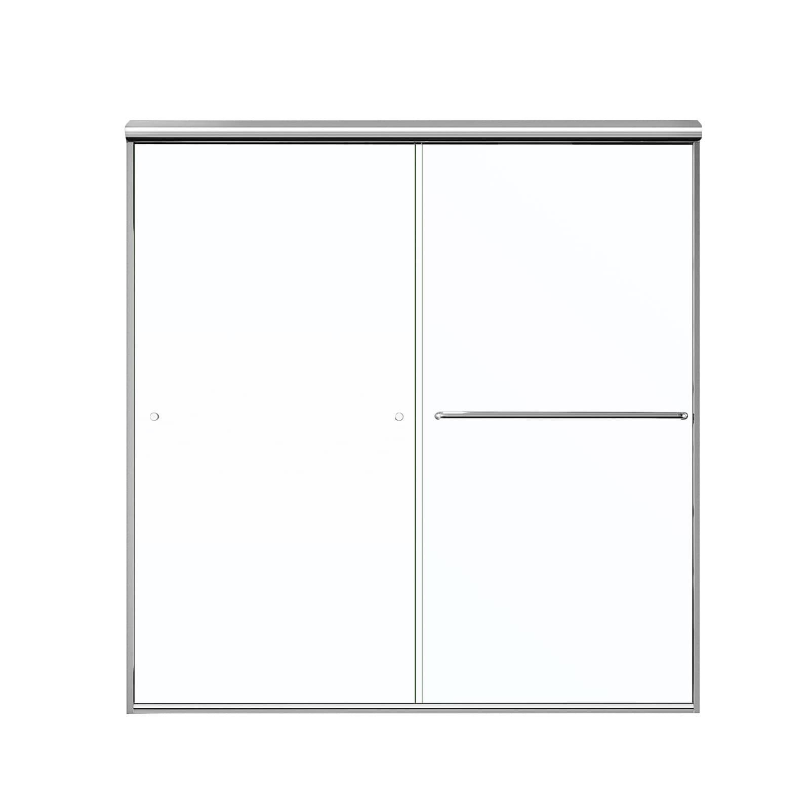 WELLFOR SLL-B020223 SL Shower Door Chrome 58-1/2-in to 60-in W x 58-Inches H Frameless Standard Sliding Shower door 1/4-in Thick Clear Glass