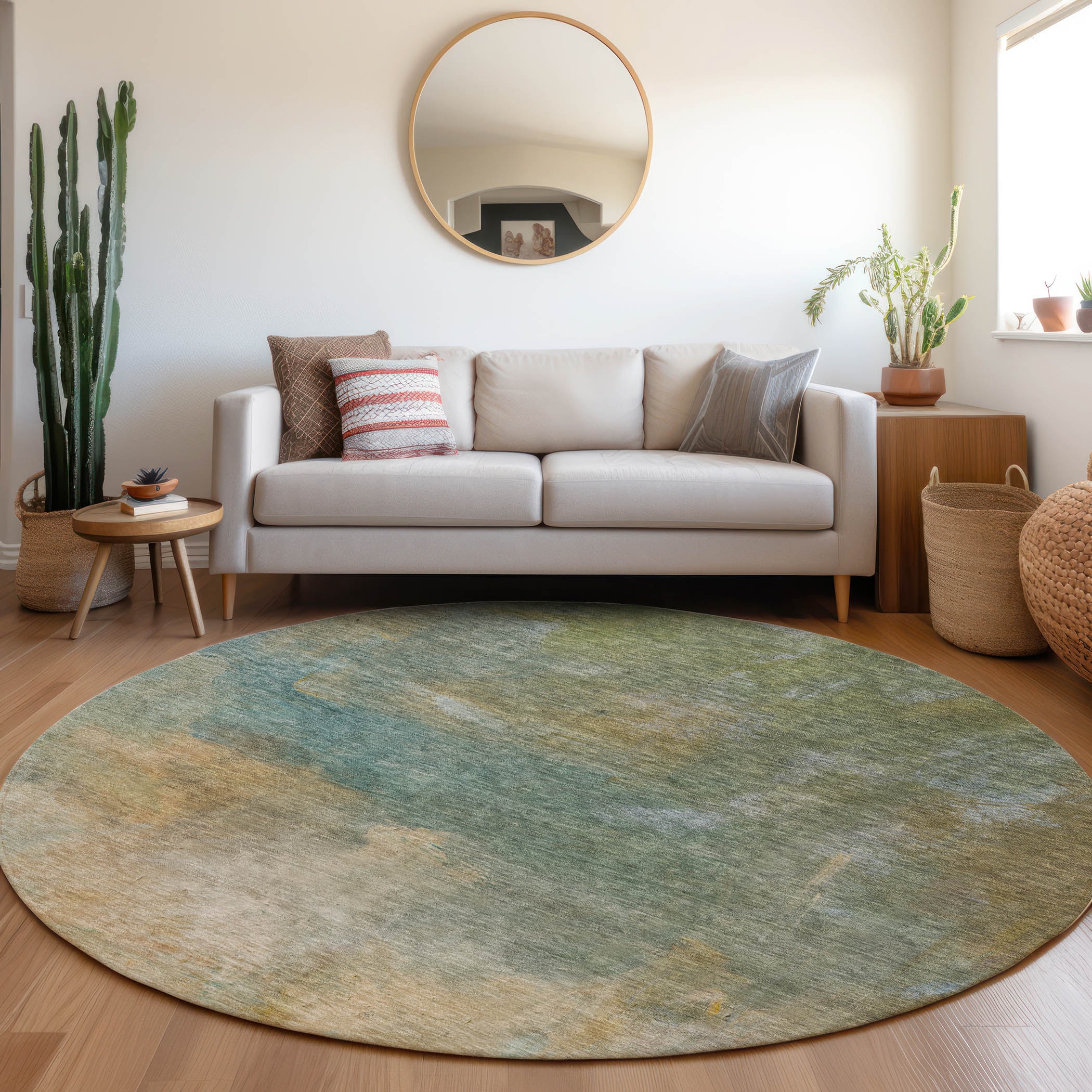 Addison Rugs ACN1073AL8RO Chantille ACN1073AL 8 x 8 (ft) Polyester Aloe Round Indoor/Outdoor Geometric Machine washable Area rug