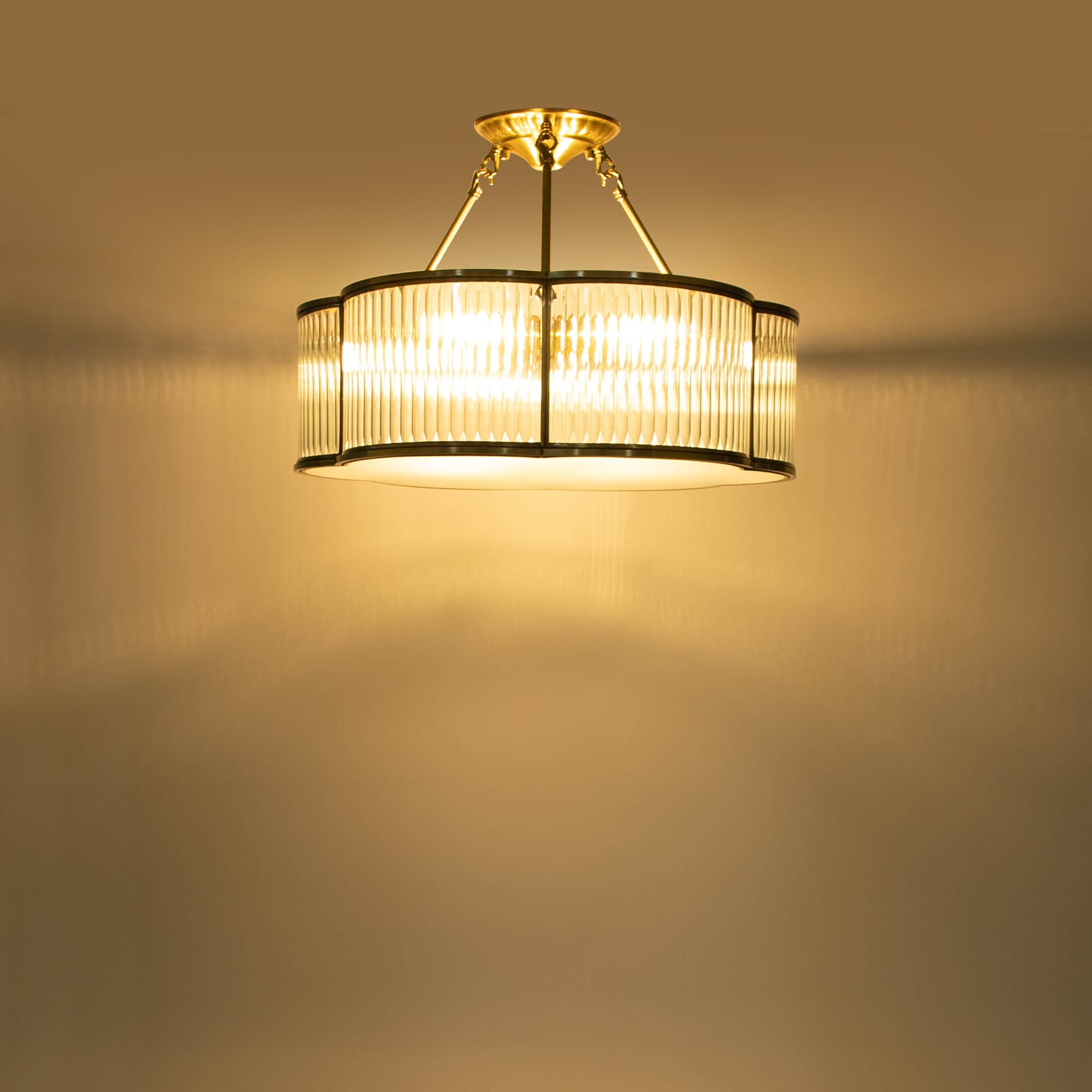 Oukaning JZUCK59QNSHCX 3 -Light 19.68-in Brushed Copper Semi Flush Mount Light