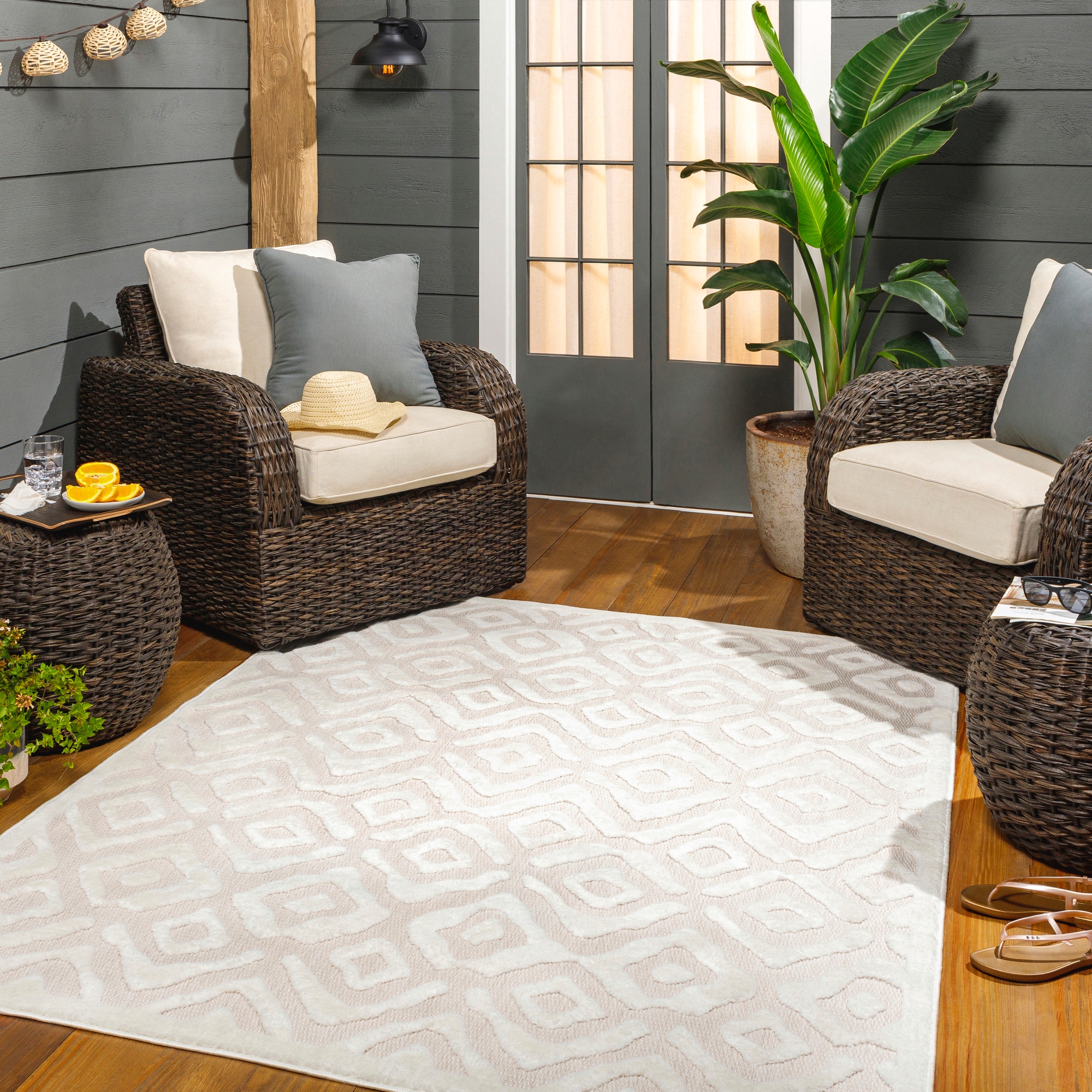Livabliss SFG2314-71010 San Diego 8 x 10 (ft) Polypropylene Tan Rectangular Indoor/Outdoor Abstract Area rug