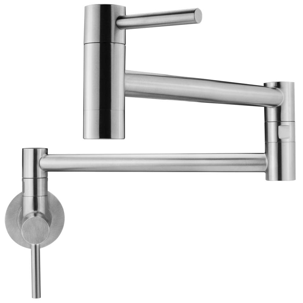 Ticor Andorra Chrome 2-Handle Wall-Mount Pot Filler Handle Kitchen Faucet