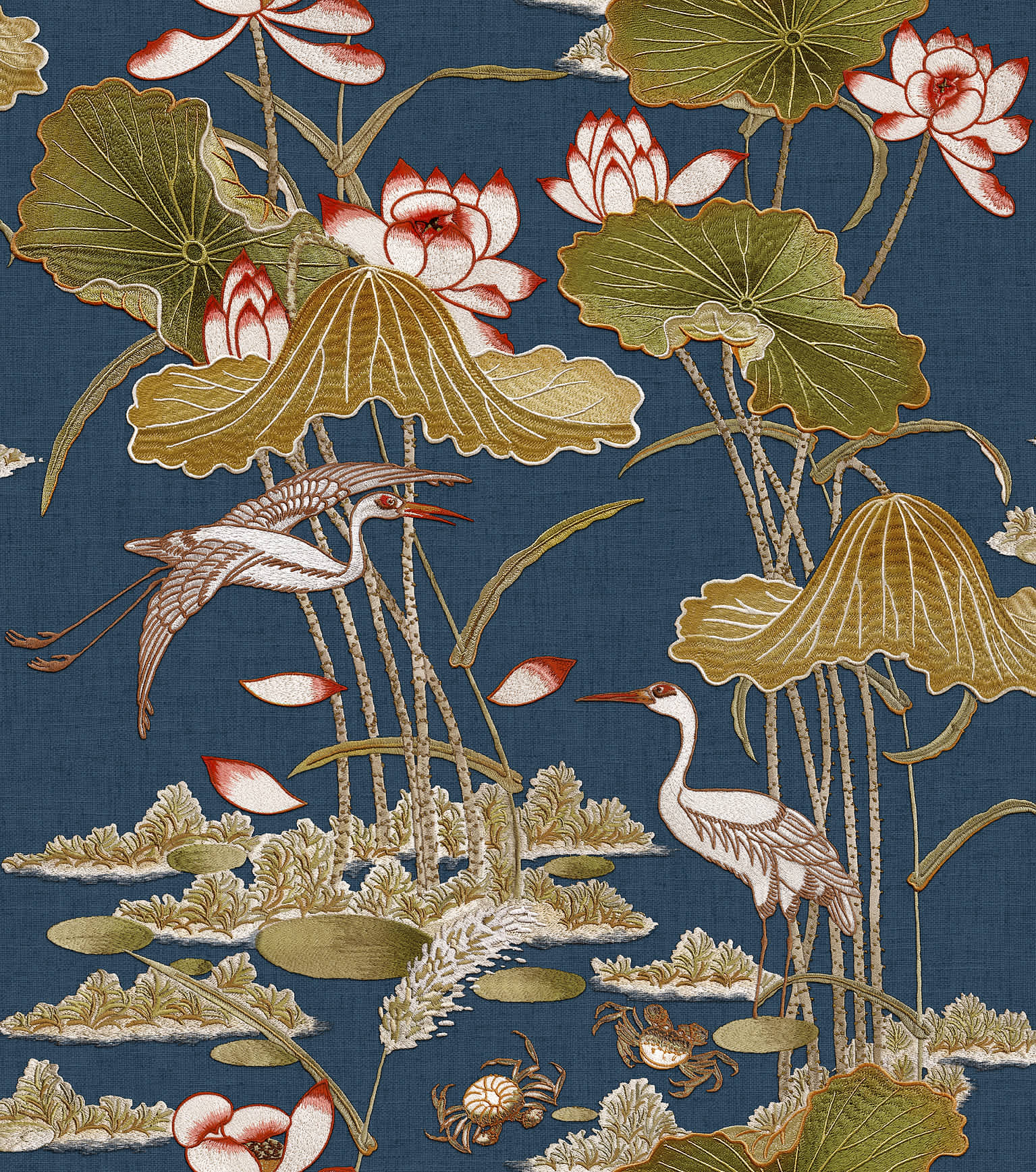 Lotus Pond Tapestry Purple Wallpaper